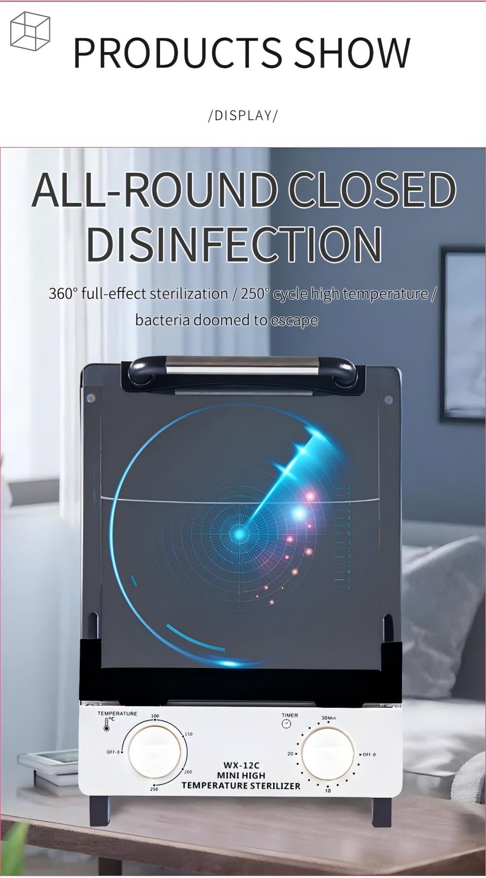 Sterilizer for Nail Tools, 12L Multifunctional High Temperature Cleaning Dry Box Stainless Steel with Temp Control, Timer, 2 Stainless Trays, Tweezer Sterilizer, Nail Salon Equipment