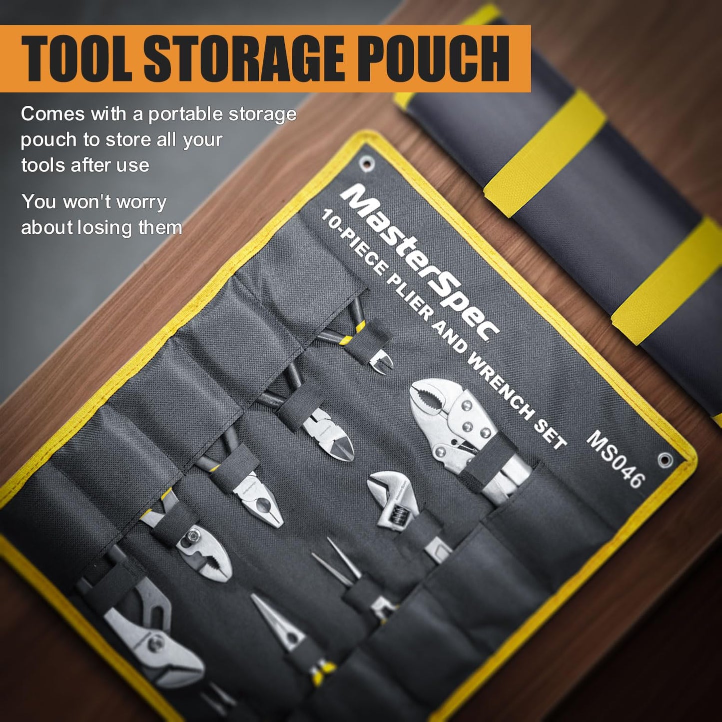 MasterSpec 10Pcs Hand Tool Set Pliers Set Multi-Grip Pliers Long Nose/Slip Joint/Diagonal/Combination/Jaw Locking/Water Pump Pliers/Adjustable Spanner for Home Industry