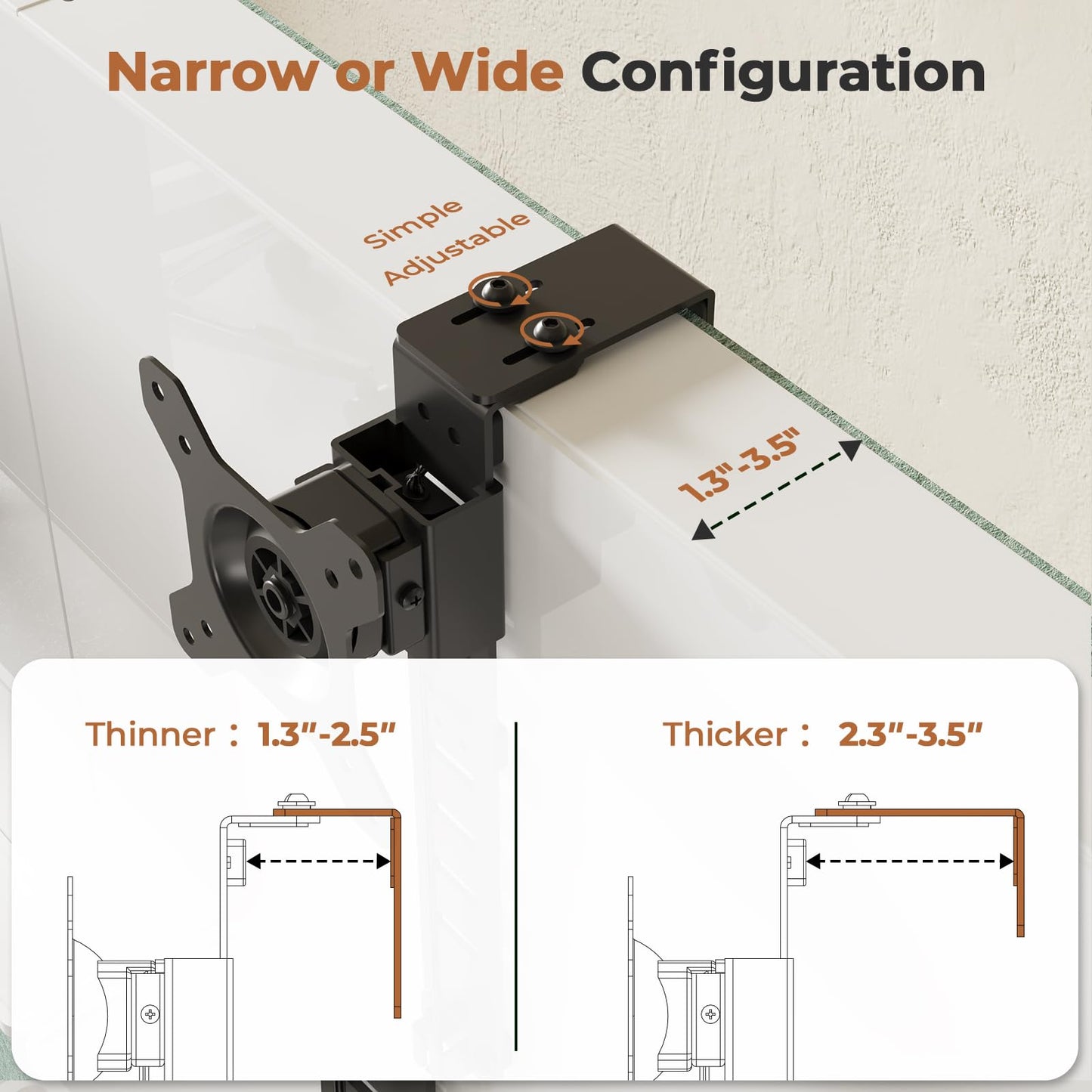 JOY Worker Cubicle Monitor Mount - Height Adjustable Hanging Mount, 13"-34" Cubicle Monitor Hanger, VESA 75*75/100*100mm, Clamp Hook Top Holds Up to 17.6 lbs, Black