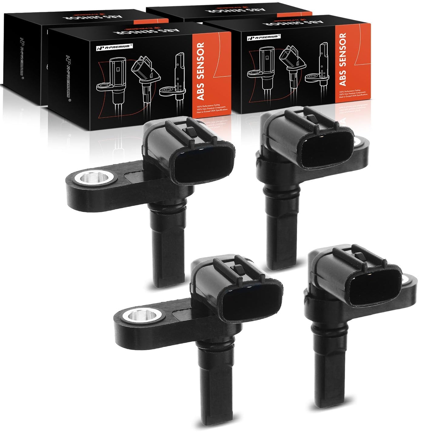 A-Premium Set of 4 Front and Rear ABS Wheel Speed Sensor for Toyota Tacoma 05-22, 4Runner 03-22, FJ Cruiser 07-14, Land Cruiser 08-11/13-21 & Lexus GX460 10-22, GX470 03-09, LX570 08-11/13-20, LX600
