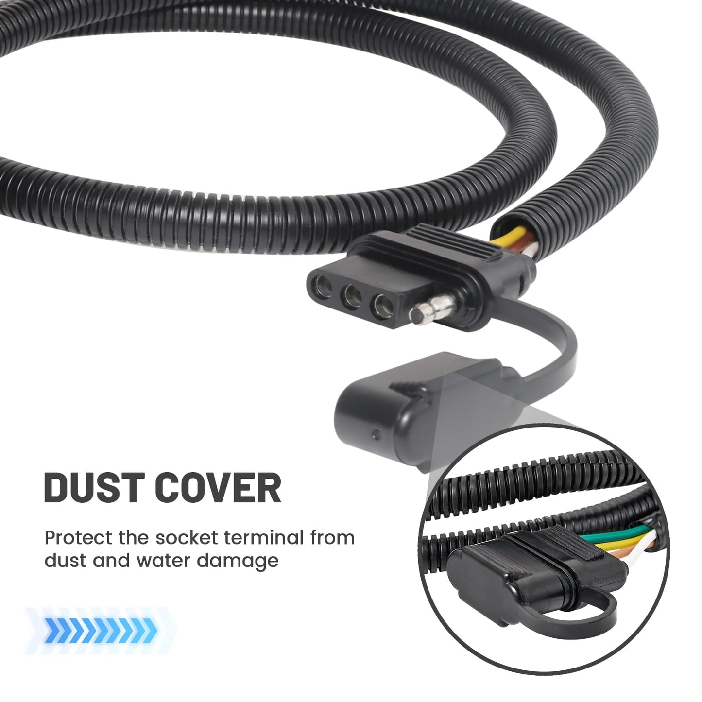 MECMO 4-Pin Trailer Wiring Harness for Jeep Wrangler JK JKU 2007-2018, Tow Hitch Wiring for Rubicon Sahara Sport Unlimited 2-Door 4-Door Trailer Light Connect Custom 4 Way Plug and Play T-Connector