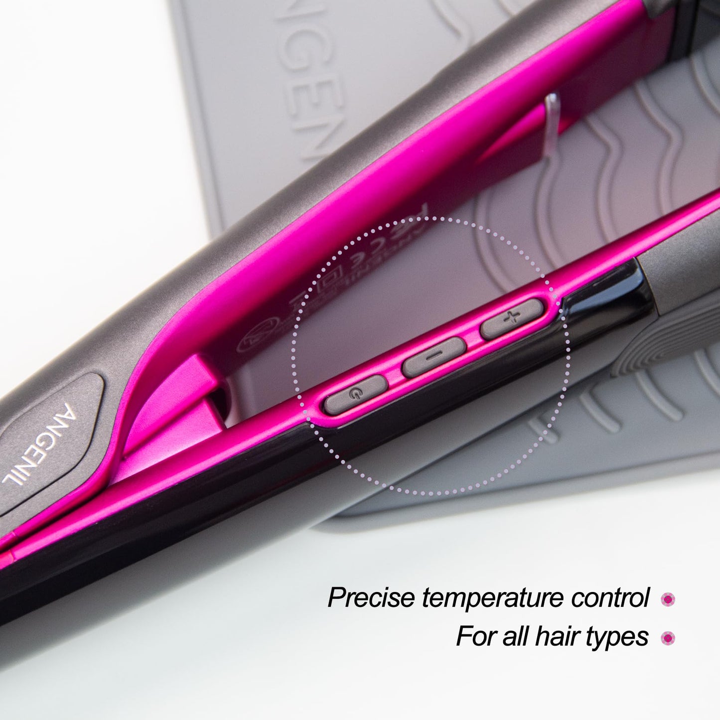 ANGENIL Pro Titanium Flat Iron Hair Straightener and Curler 2 in 1, Dual Voltage - Hair Straightening Ceramic Flat Iron 1-inch with Anti-Scald Heat Resistant Silicone Mat Facial Cleansing Brushes, Lcd