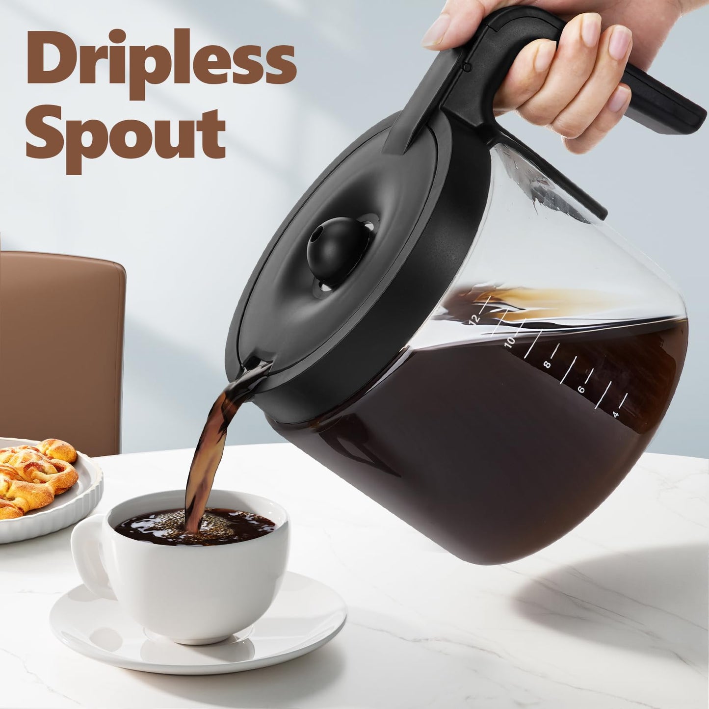 12 Cup Coffee Pot Replacement Only Compatible with Keurig K-DUO 5100 Coffee Machine, Carafe Replacement for K-DUO 5100, Durable & Reliable to Restore Brewer Performance