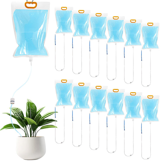 12 Pcs Self Watering System for Plants, 3.5 L Plant IV Water Bag Automatic Plant Waterer Self Watering IV Drip Bag Irrigation Drip Watering Bag with Adjustable Flow for Indoor Outdoor Potted Plant