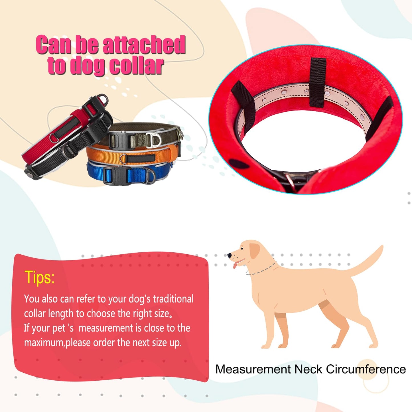 Inflatable Dog Cone Collar with Enhanced Anti-Licking, Soft Neck Donut for Dogs Cats, Recovery Pet Cone Collar After Surgery for Large Medium Small Dogs (Red, L)