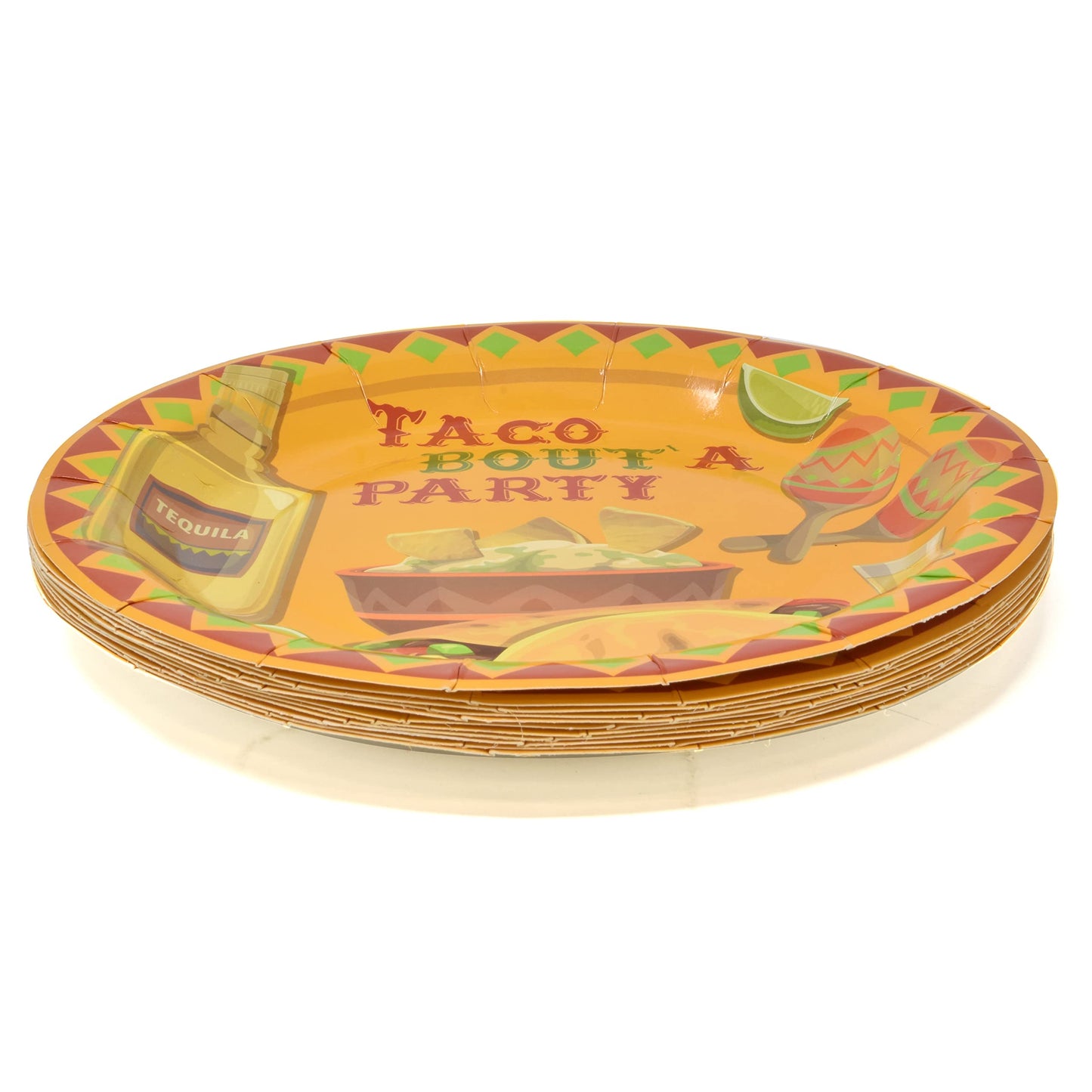 Gift Boutique - Taco Party Set Serves 24, Includes 9" Dinner Plates, 7" Dessert Plates, 9 Oz Cups, and 13" x 13" Napkins
