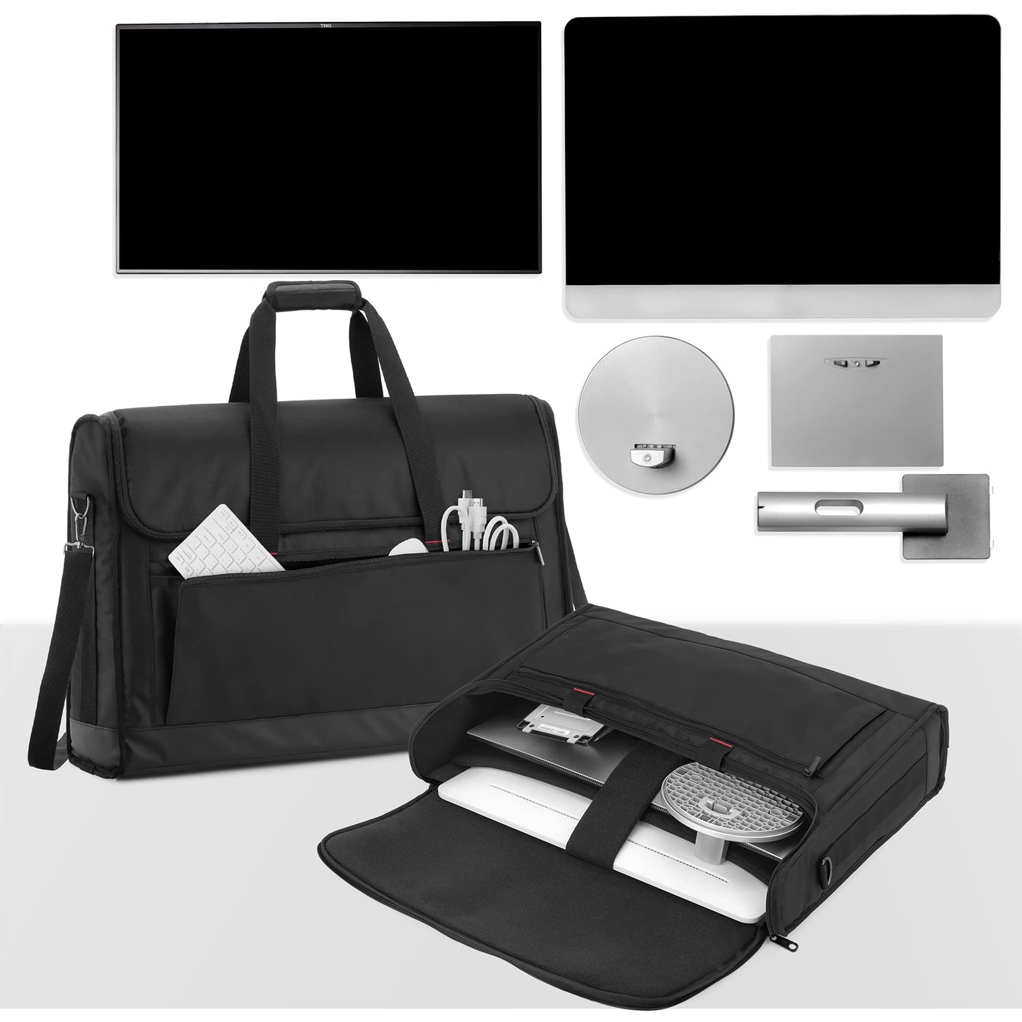 Trunab Monitor Carrying Case 24 Inch Padded Travel Bag Hold Up to 2 LCD Screens/TVs, Not Compatible with iMac(Black) (Patented Design)