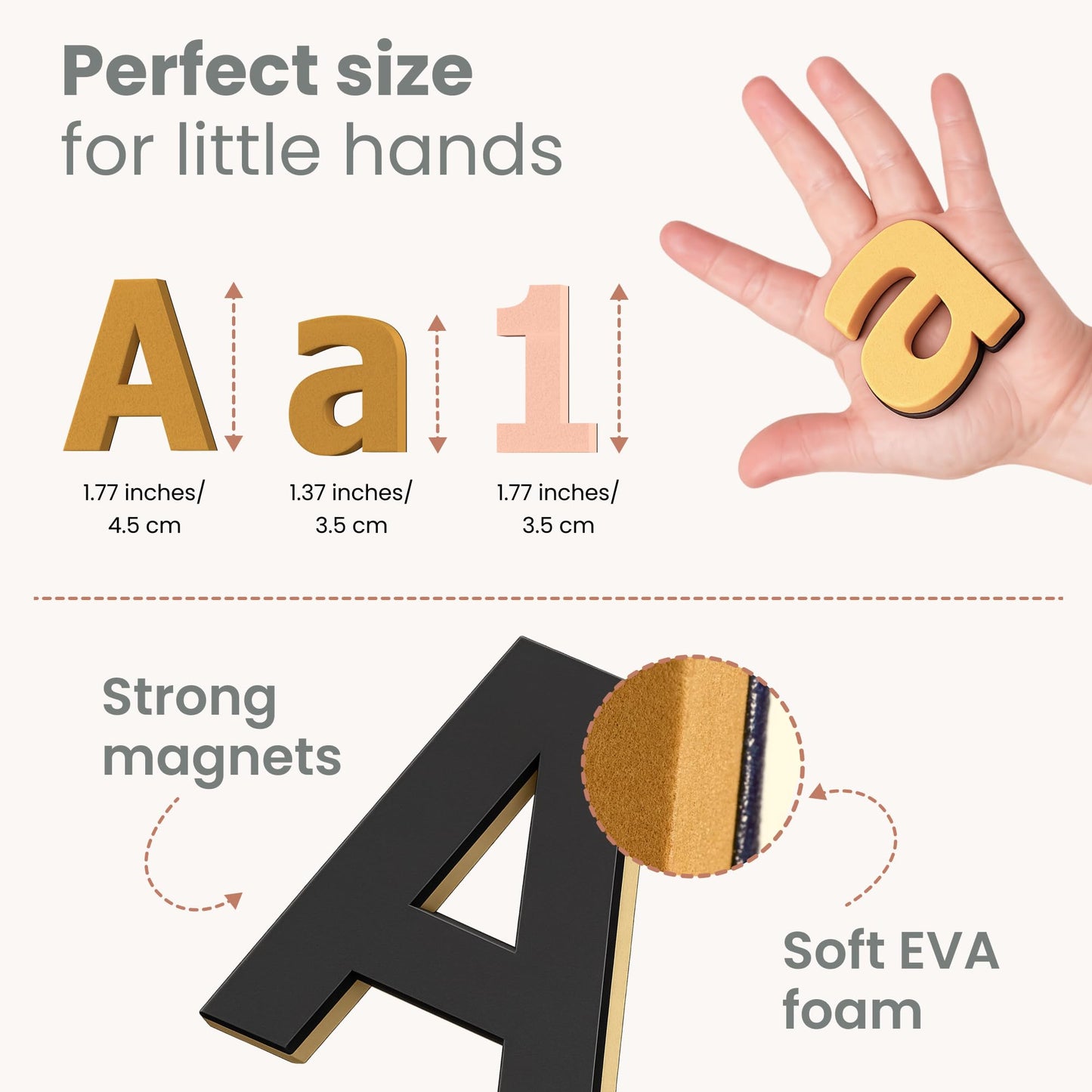 Gale Tots Aesthetic Magnetic Letters and Numbers -135 Pcs Alphabet Magnets in Soft Colors - Alphabet Learning for Toddlers - Fridge Magnets for Toddlers - Pastel Neutral Toys