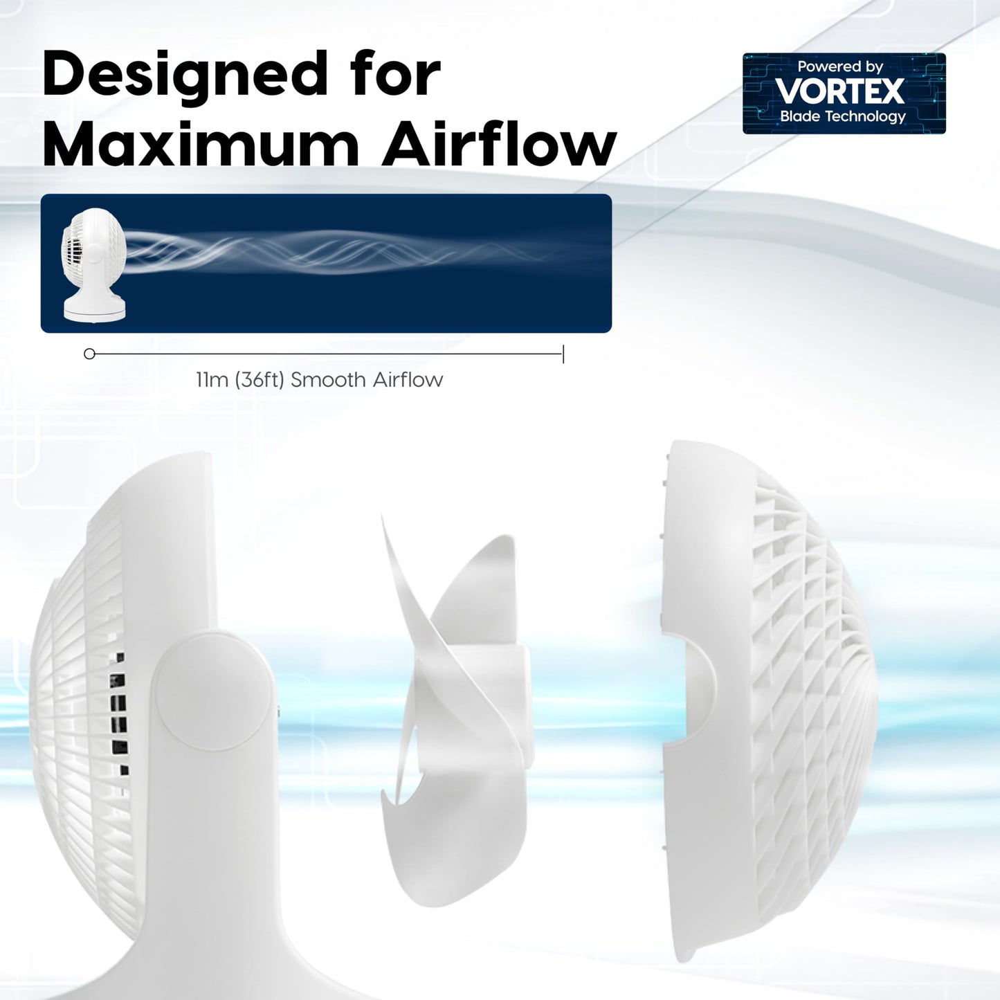 IRIS USA WOOZOO Desk Fan with Remote, Oscillating Table Air Circulator, 3 Speeds, 52ft Max Air Distance, 112° Adjustable Tilt, 30db Low Noise Motor, Small Fan for Bedroom, Office, Dorm, White