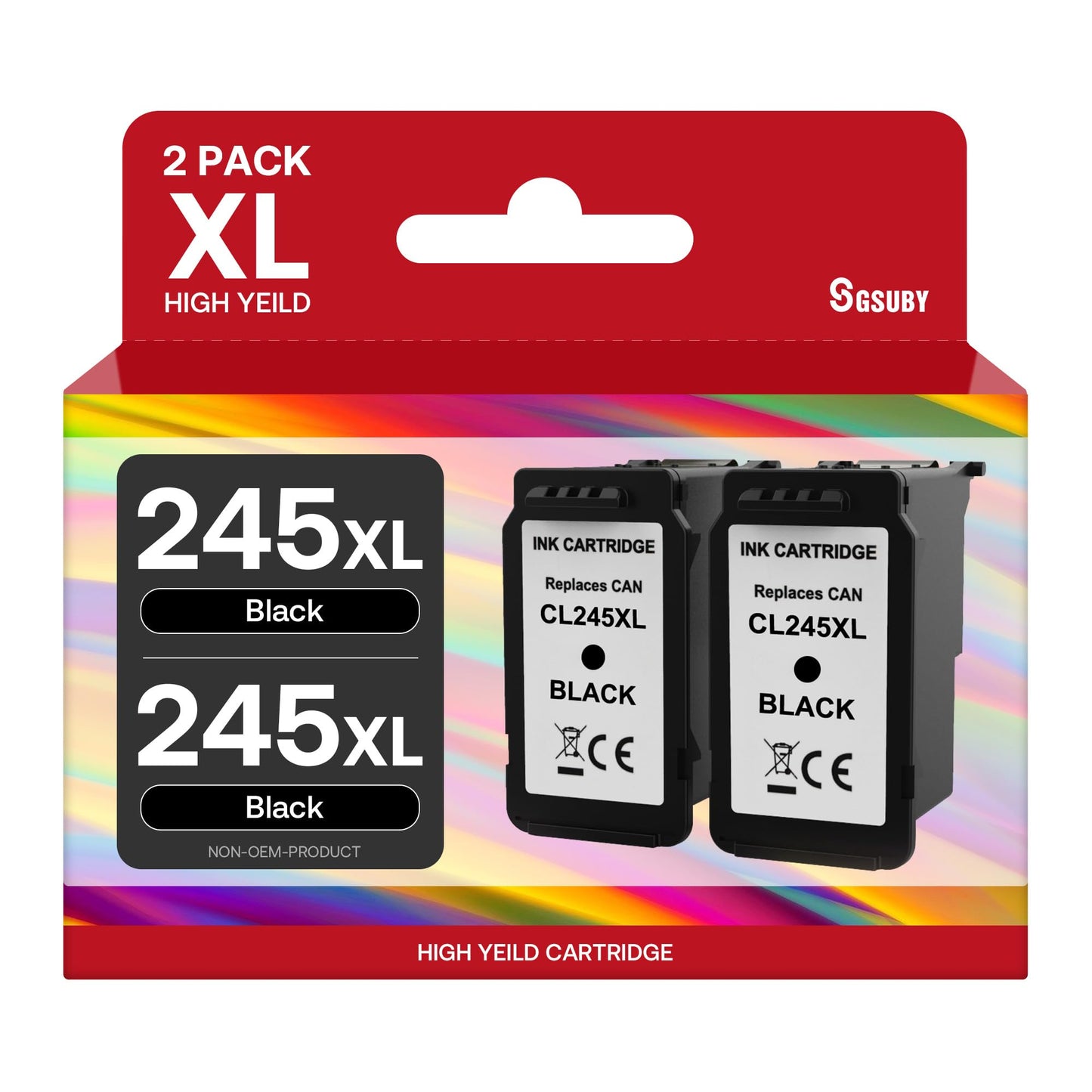 SGSUBY 245XL Black Ink Cartridge Replacement for Canon Ink 245XL PG-243 XL PG-245 XL Compatible with Canon Pixma MX490 MX492 TR4520 MG3022 MG2522 MG2920 MG2420 MG2520 TS3322 Remanufactured (2 Black)