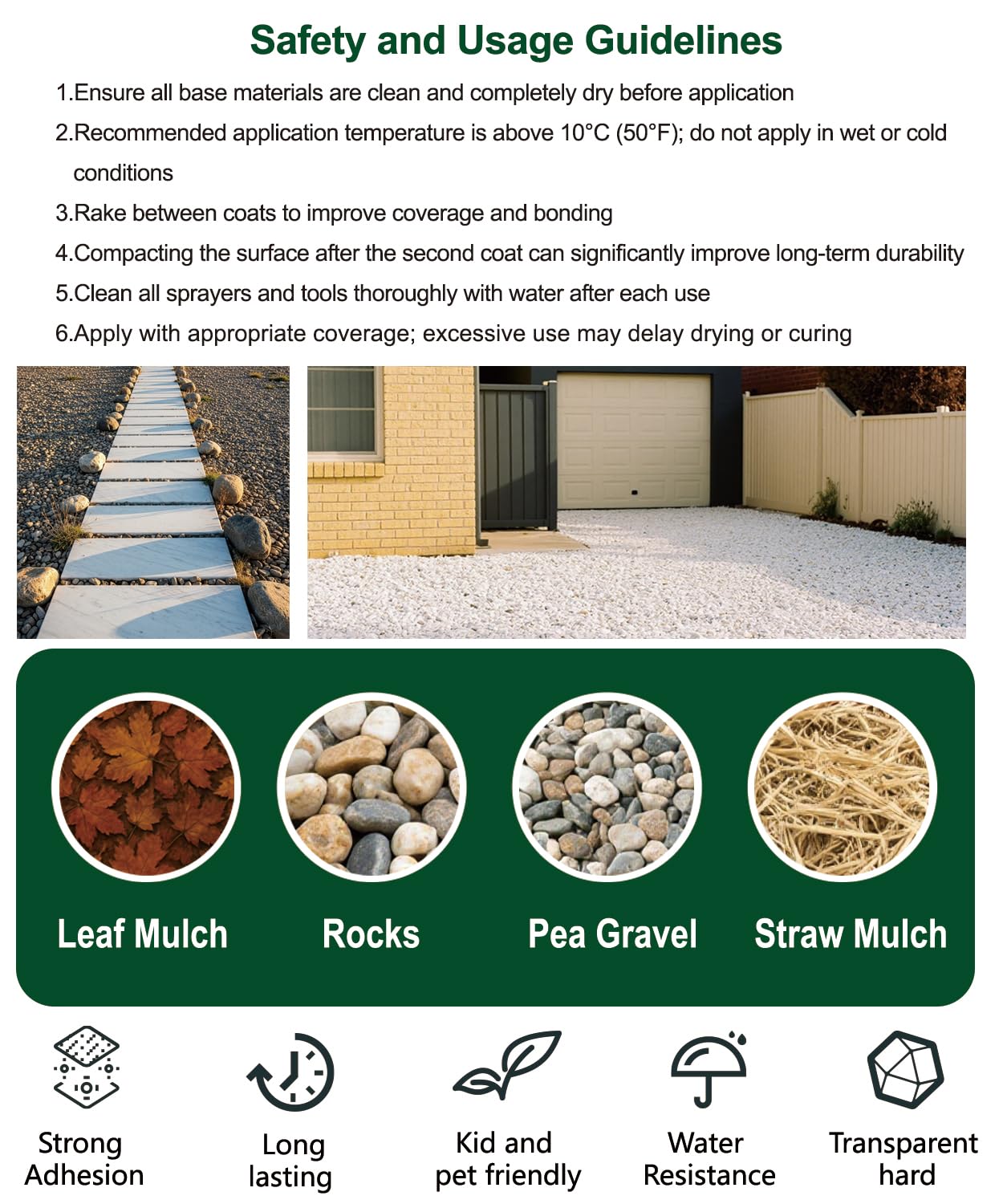 GooBoom 66.7 OZ Rock and Mulch Glue for Landscaping – Clear Drying Landscape Adhesive Spray for Gravel, Pea Gravel & Bark – Weather-Resistant Outdoor Glue for Weed Control & Decorative Appeal
