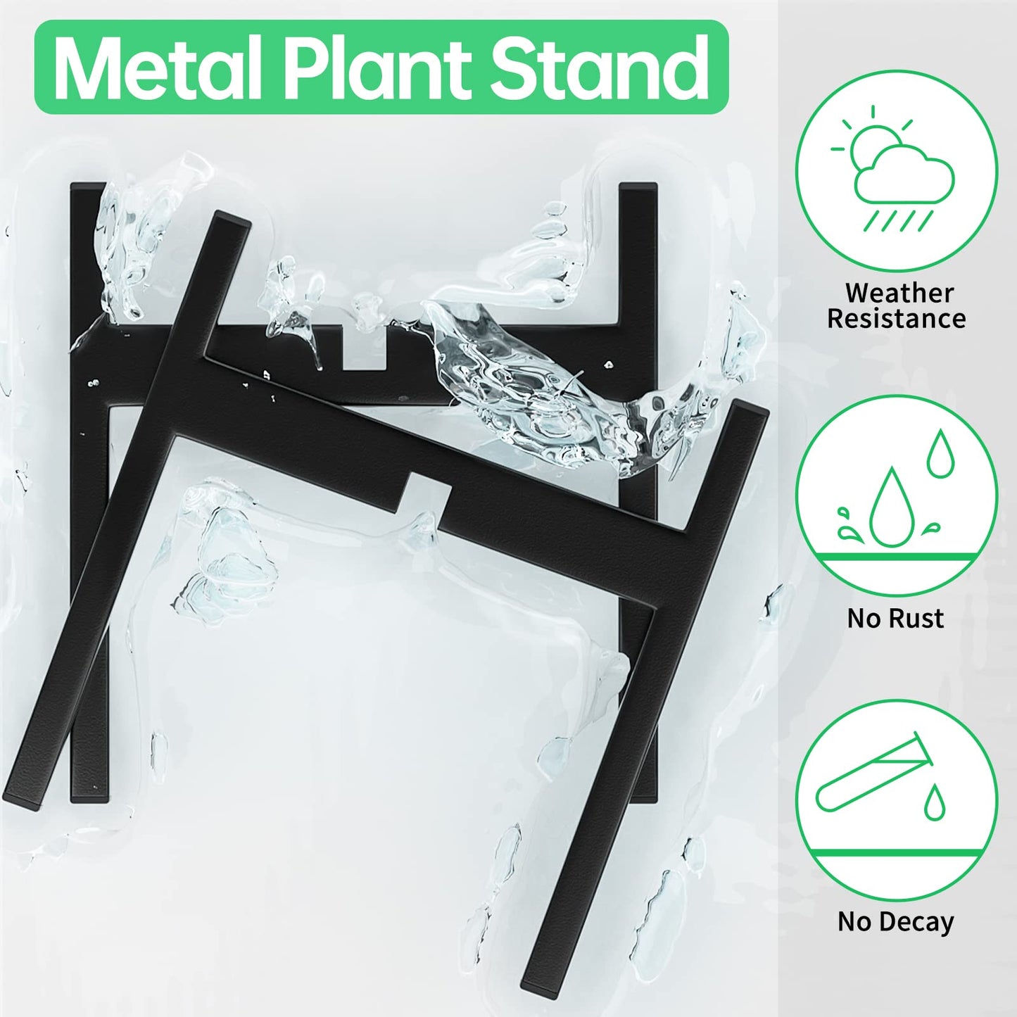 Plant Stand, ZMTECH 2 Pack Mid Century Metal Plant Holder (Pot Not Included) Corner Indoor Outdoor Tall Black Flower Pot Holder, Fits 10 inch
