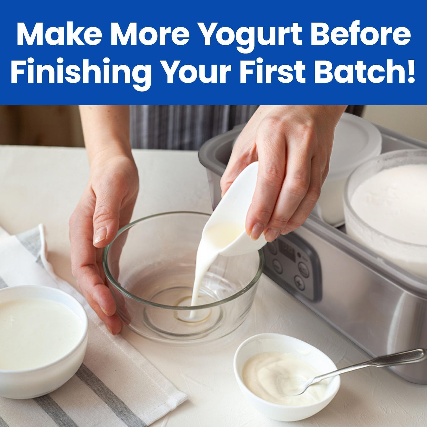 Ultimate Yogurt Containers 2 Pack - Make More Yogurt with 1-Quart Glass Containers (4 Cup) - Perfect for Food Storage & Meal Prep - 100% BPA free & Oven Safe Round Bowl Set with Lids