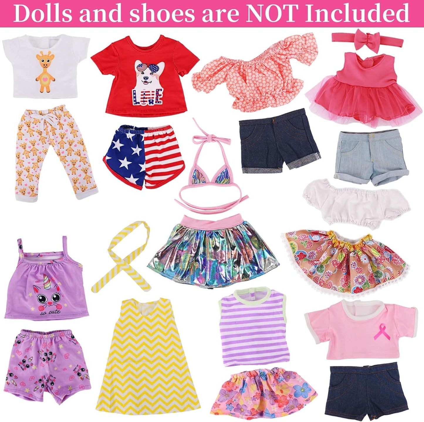 AK KYC 10 Sets American 18 Inch Doll Clothes and Accessories Include Doll Clothing Dress Fit for 18 inch Dolls ( Not Include Doll )