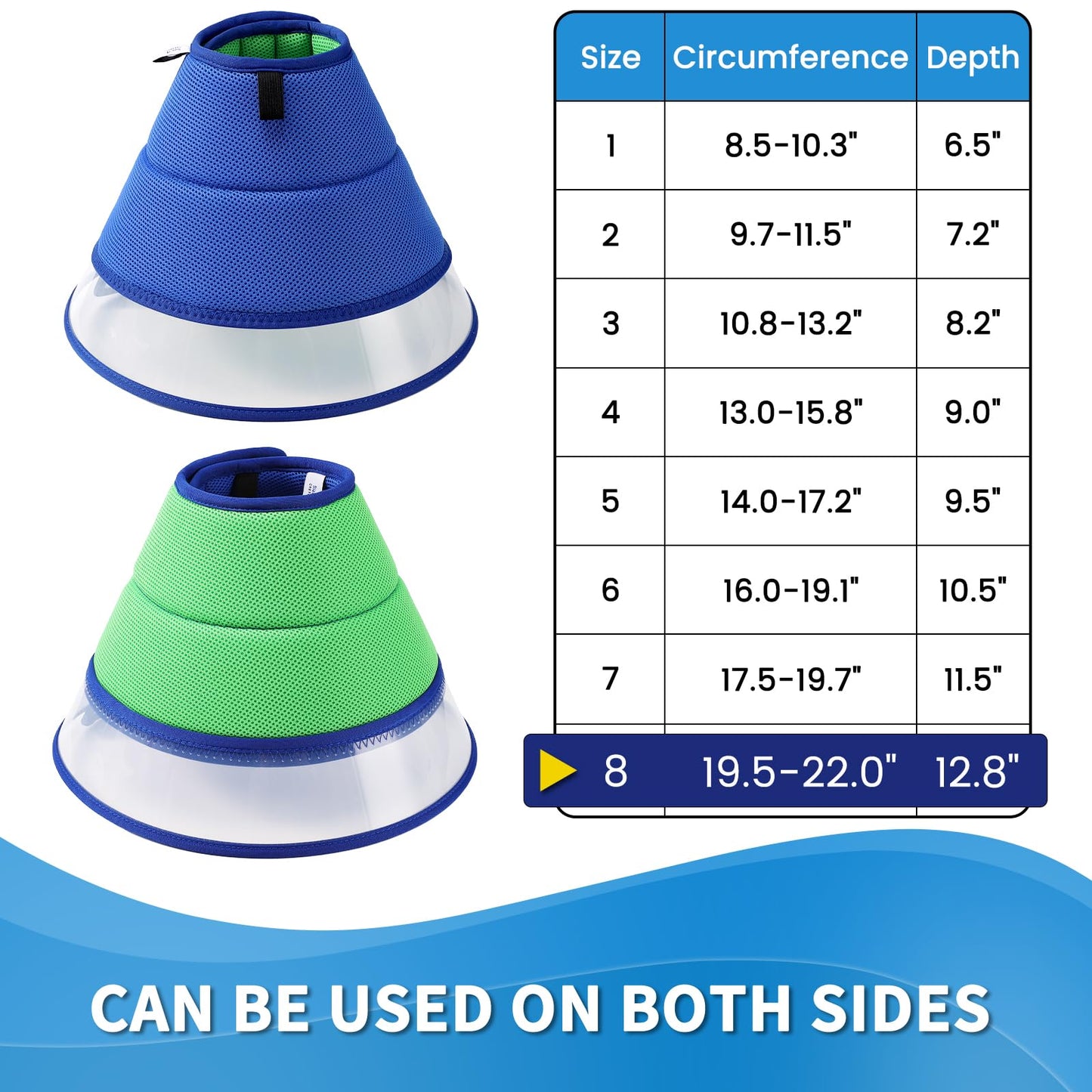 Soft Dog Cone for Dogs After Surgery, Breathable Dog Cones for Large Medium Small Dogs and Cats, Adjustable Dog Recovery Collar for Pets, Lightweight E-Collars for Dogs, Elizabethan Collar(Size 8)