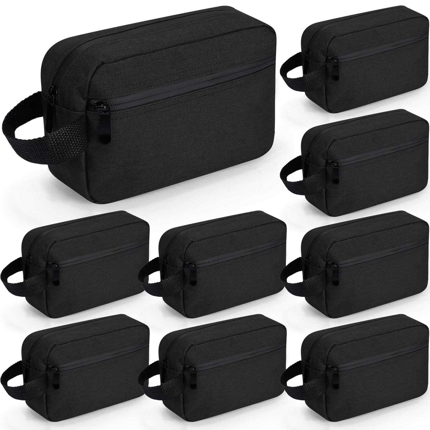 Hillban 9 Pcs Portable Toiletry Bag for Men Water Resistant Shaving Bag Foldable Cosmetic Bag Travel Bag for Toiletries Hanging Storage Shower Bag Wedding Groomsmen Gifts(Black)