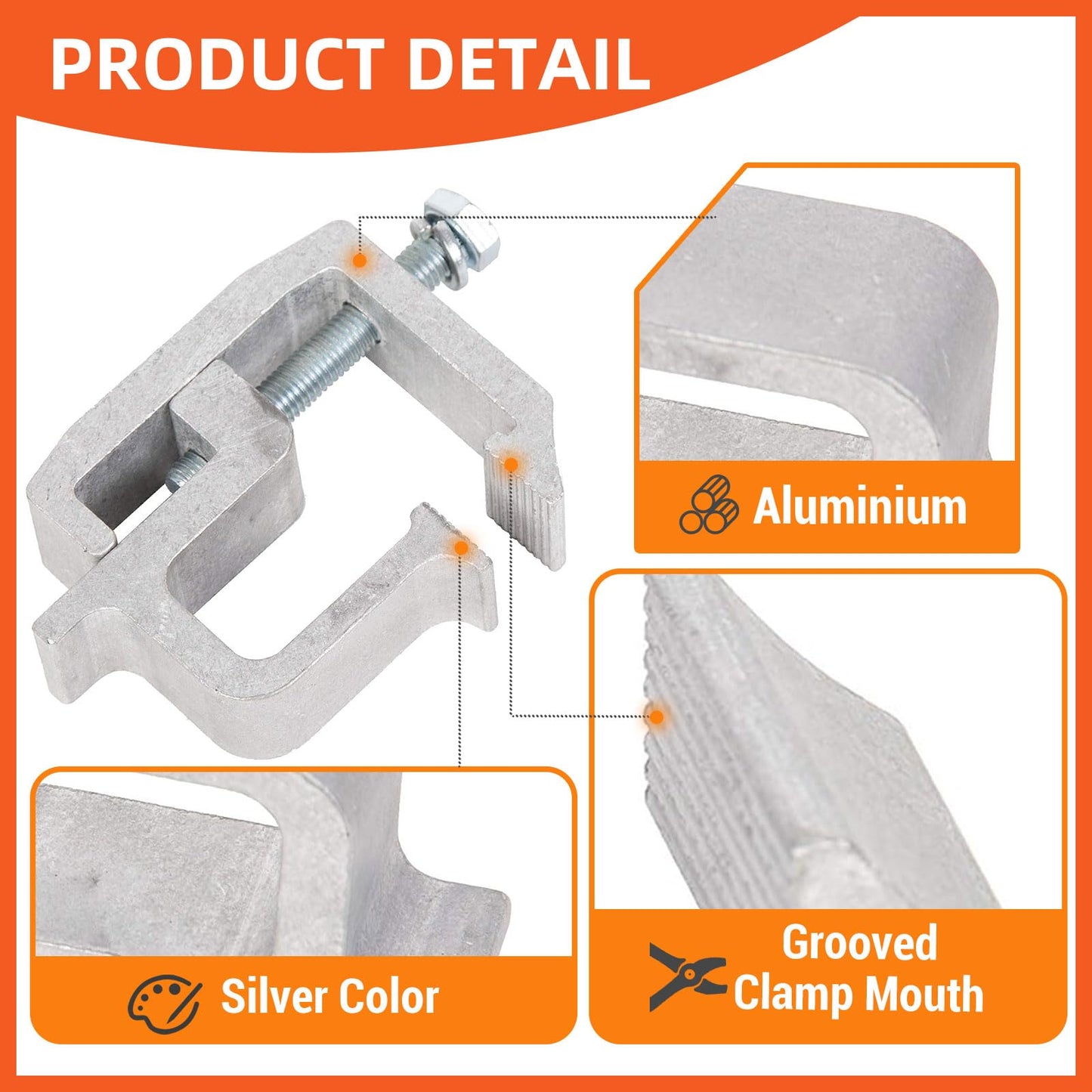 ECOTRIC Truck Clamps Mounting Caps Camper Shell Compatible with Chevrolet Chevy Ford Dodge Gmc Sierra Dakota Ram 1500 2500 3500 F150 F250 1500 2500 3500 Heavy Duty Aluminum 2 Packages