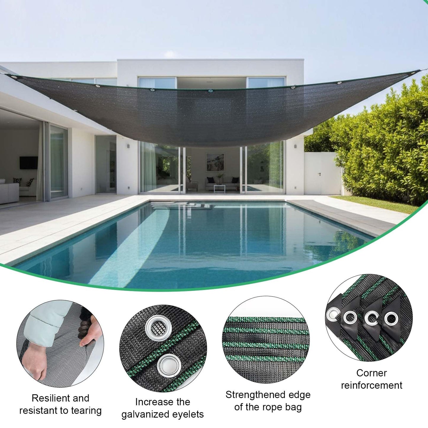 ele ELEOPTION Outdoor Curtains Black Breathable Mesh Screen Netting with Grommets for Patio Porch Balcony Pergola Terrace Summer Mosquito Net Screening 6.5x13 FT