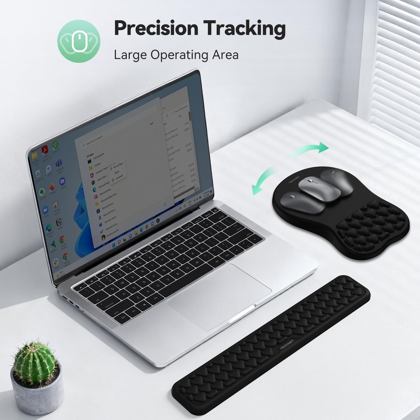 TECKNET Ergonomic Mouse Pad with Wrist Rest, Keyboard Pad and Mousepad with Wrist Support, Massage Design Effectively Relieves Carpal Tunnel Syndrome Suitable for Computers and Laptops