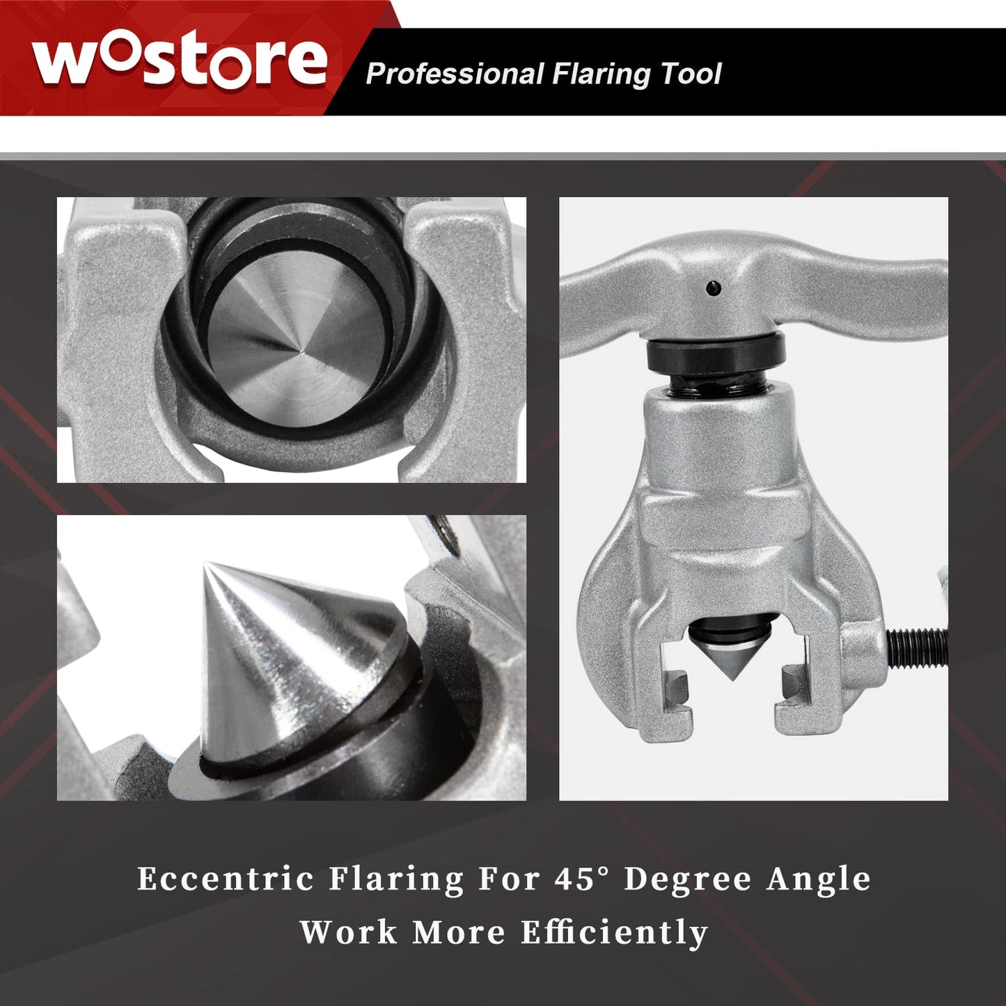 Wostore Tubing Flaring Tool Kit - 7 Dies for Eccentric Flares on 3/16-3/4 inch Copper Pipes - Ideal for Refrigeration HVAC Plumping Work