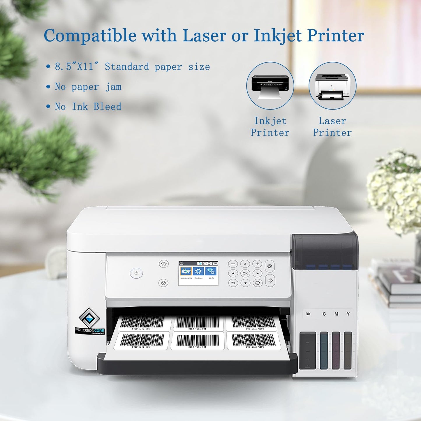 BESTIKER 1”x 2-5/8” Address Labels 30 per Sheet, FBA Barcode Labels Mailing Labels for Inkjet Laser Printers, 15000 Labels Sticker Paper Printable White Template 5160 8160 (500 Sheets)