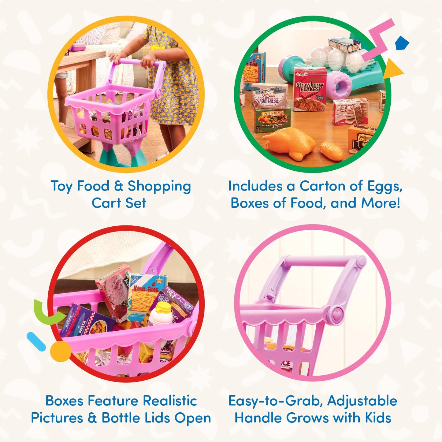 Battat – Play Circle – Shopping Cart – Toy Food – Play Kitchen For Toddlers – Pretend Play – Shopping Day Grocery Cart – 2+ Years