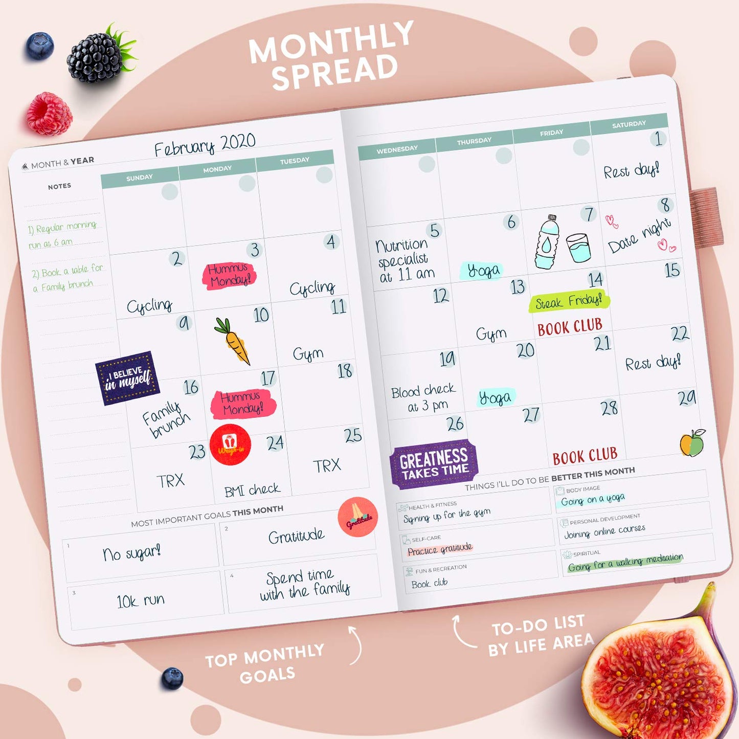 Clever Fox Wellness Planner - Weekly & Daily Health and Wellness Log, Food Journal & Meal Planner Diary for Calorie Counting, Notebook for Medical Condition Tracking, A5-Sized - Rose Gold