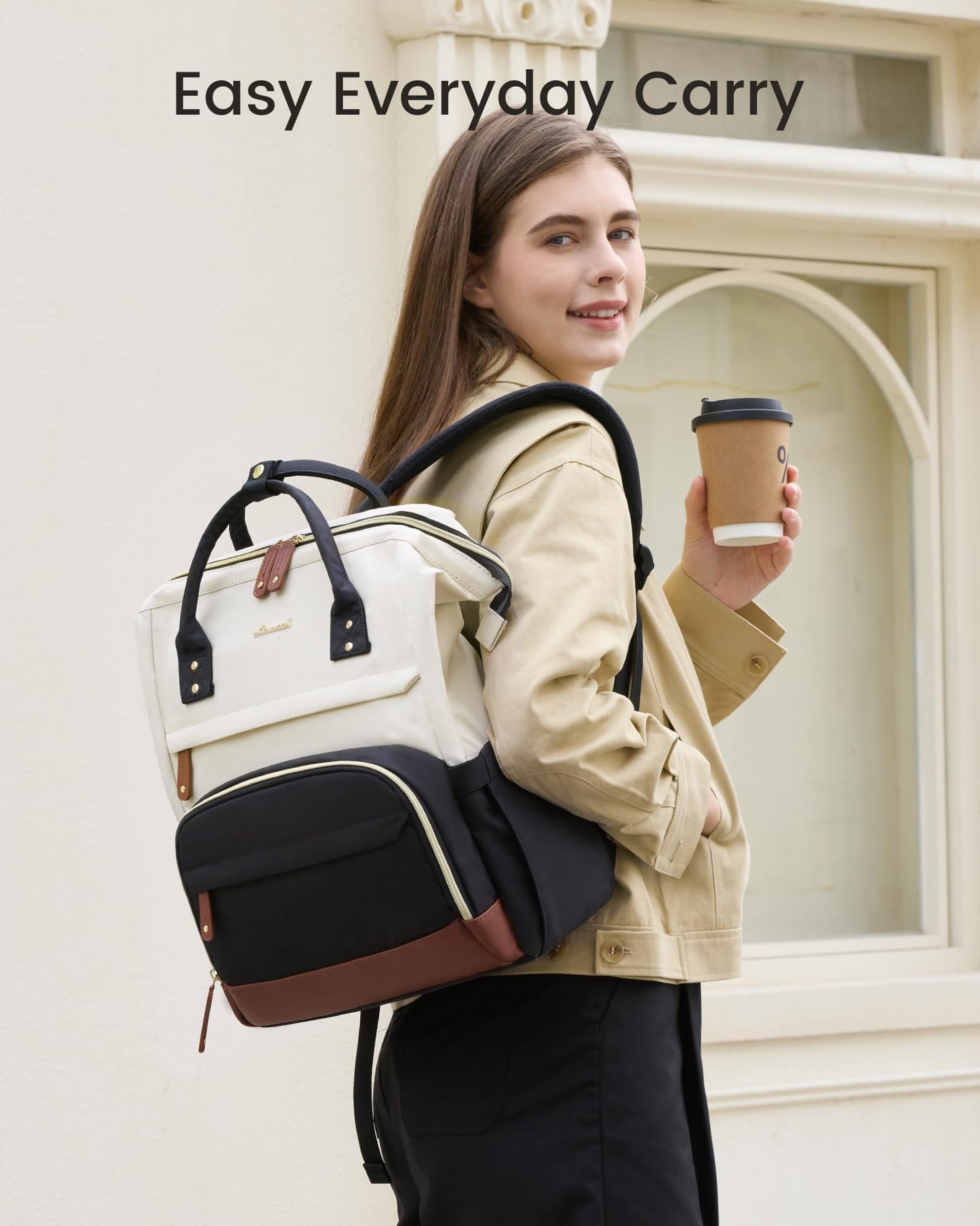LOVEVOOK Laptop Backpack for Women, White-purple, 15.6 INCH, Modern