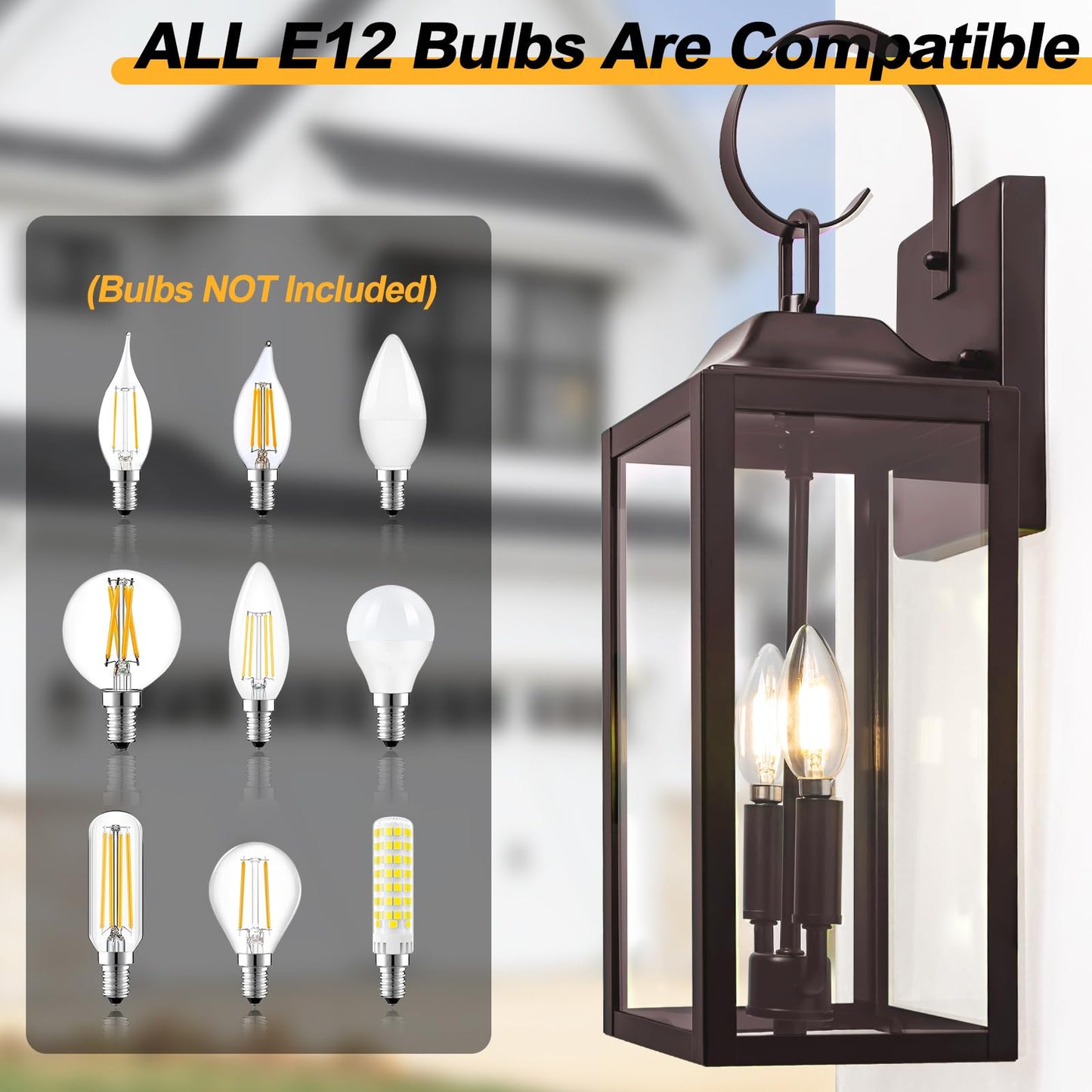 19" Oil Rubbed Bronze Outdoor Wall Lantern 2-Light, Large Outside Modern Wall Sconce Light Fixture, Brown Porch Light Wall Mount with Glass, Waterproof Farmhouse Exterior Lamp Lighting
