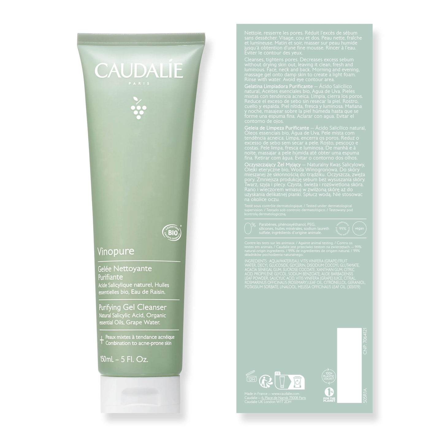 Caudalie Vinopure Purifying Gel Cleanser - 150 mL