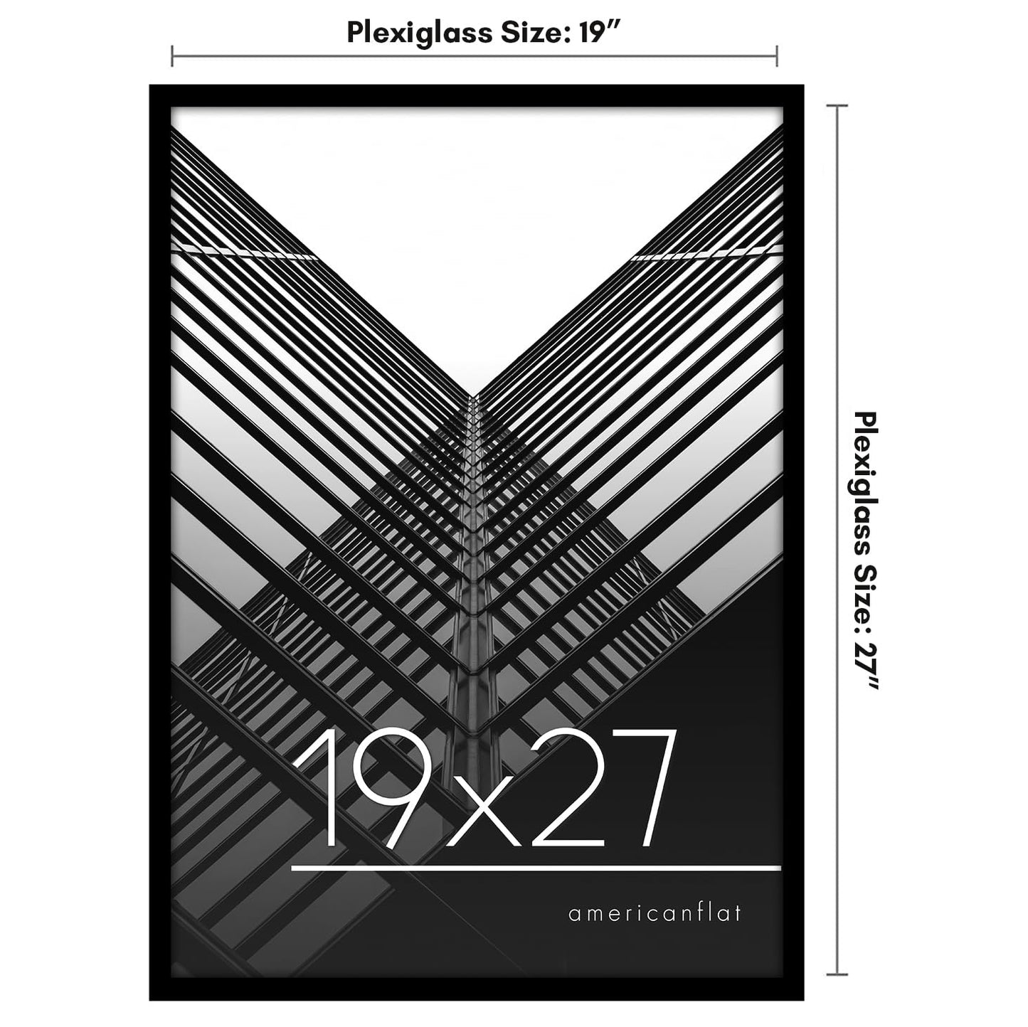 Americanflat 19x27 Poster Frame with Polished Plexiglass - Streamline Collection - Thin Border Picture Frame for Wall Display - Hanging Hardware Included - Black