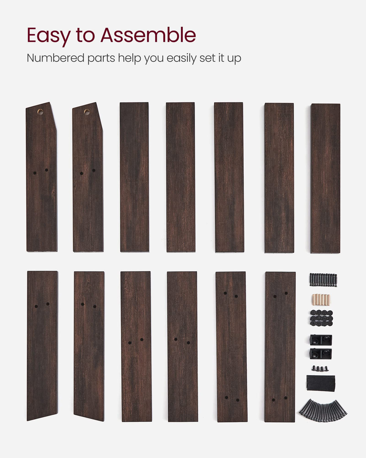 VASAGLE CUSTOS Collection - Blanket Ladder Decorative Farmhouse for the Living Room, 5-Tier Ladder Shelf, Ladder Rack for Storage and Decor, Maroon Brown ULLS018T51V1