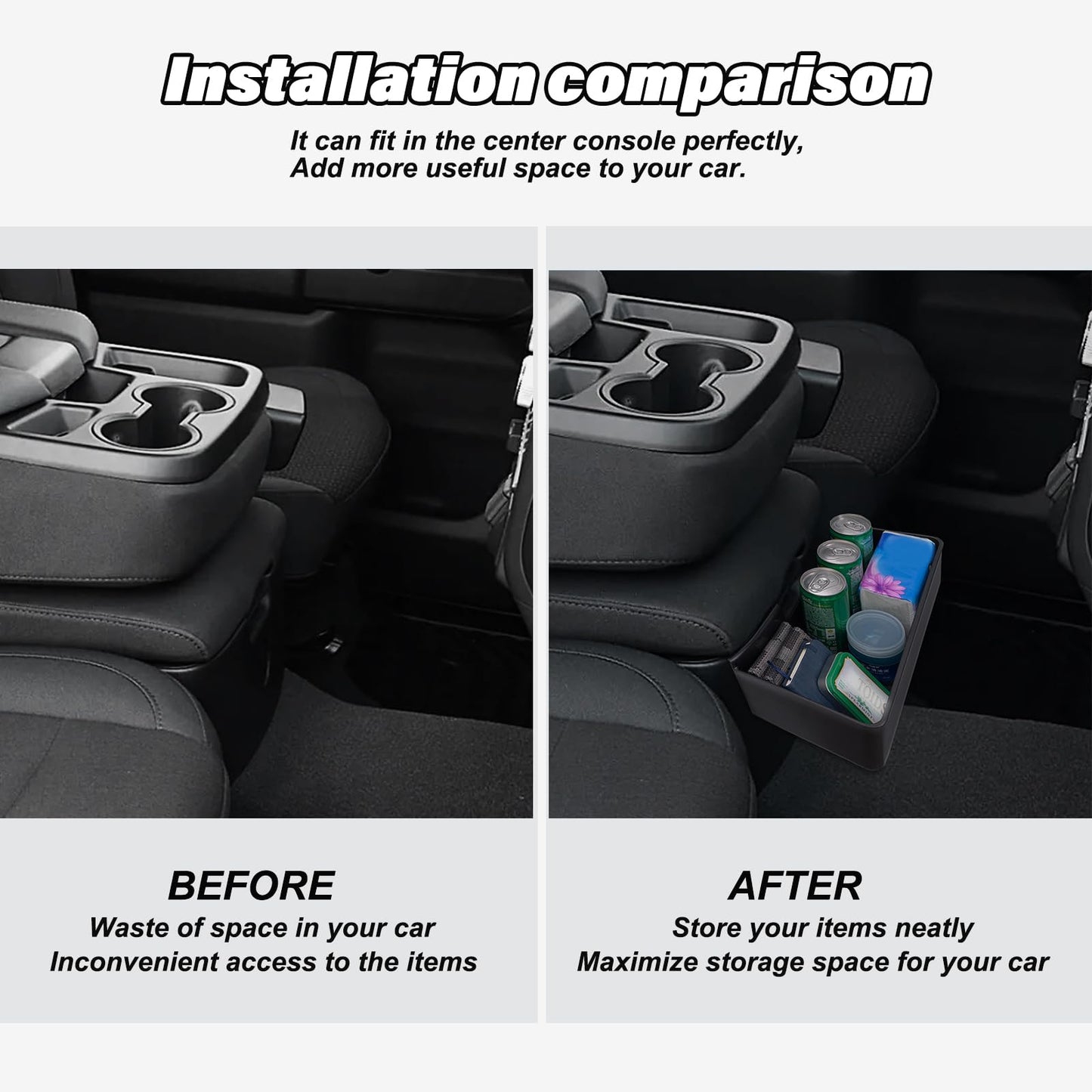 JKCOVER Center Console Hanging Organizer Box Compatible with 2019-2025 Chevy Silverado/GMC Sierra 1500 and 2020-2025 Chevrolet Silverado/Sierra 2500HD 3500HD Accessories(Split-Bench Folding Seat Only)