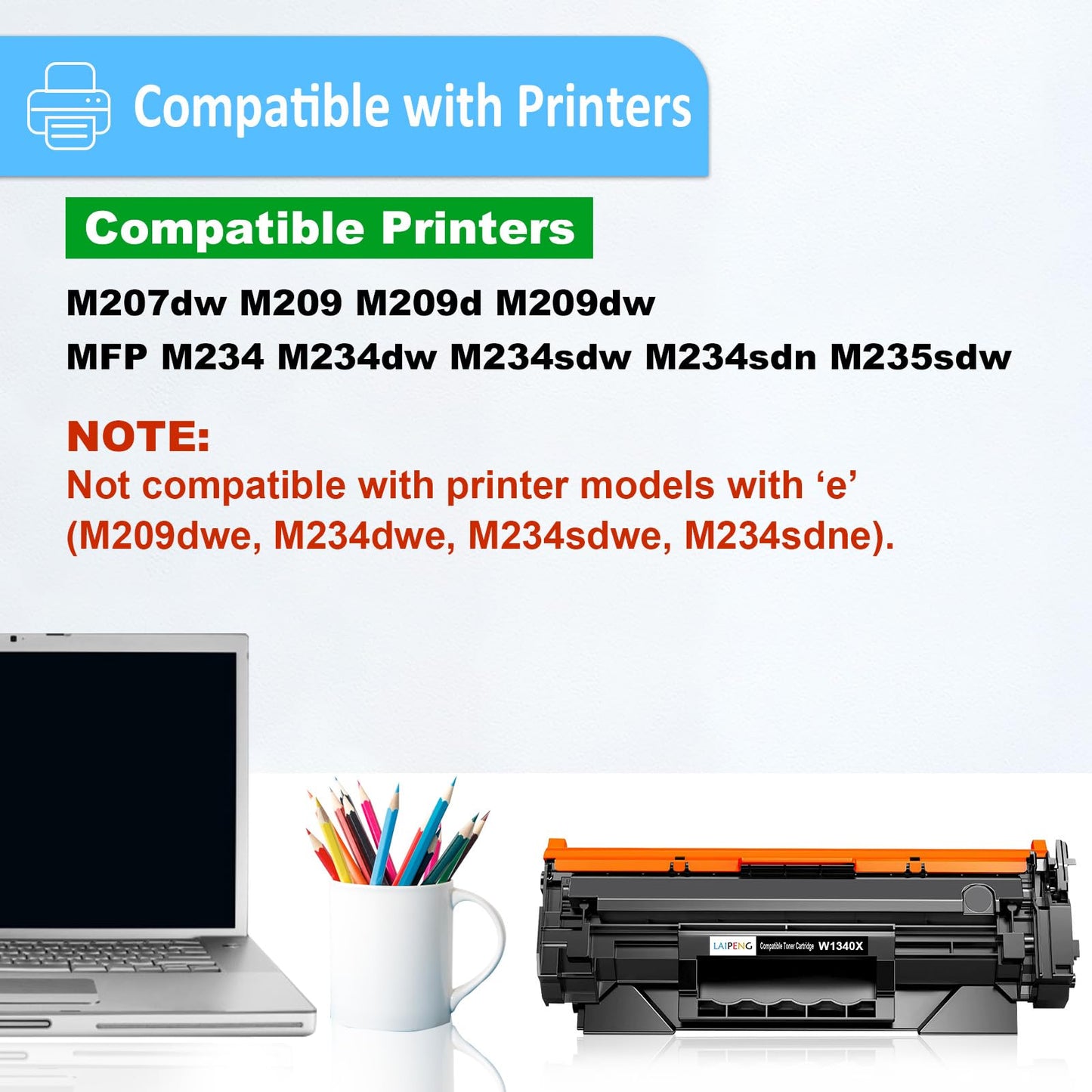 134X Black Toner Cartridge [with CHIP] Replacement for 134X W1340X 134A W1340A Compatible for M207dw M209 M209d M209dw MFP M234 M234dw M234sdw M234sdn M235sdw Printers W1340X (Black x 1)