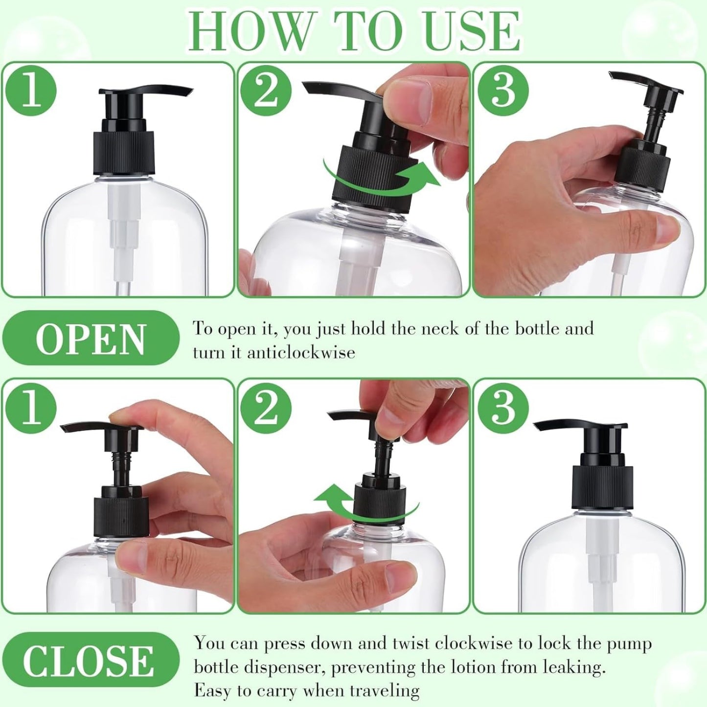 30 Pcs Refillable Empty Lotion Bottles 8oz/250ml Clear Plastic Pump Bottles Conditioner Shampoo Dispenser Leak Proof Black and White Pump Container for Body Wash, Creams, Liquid Soap