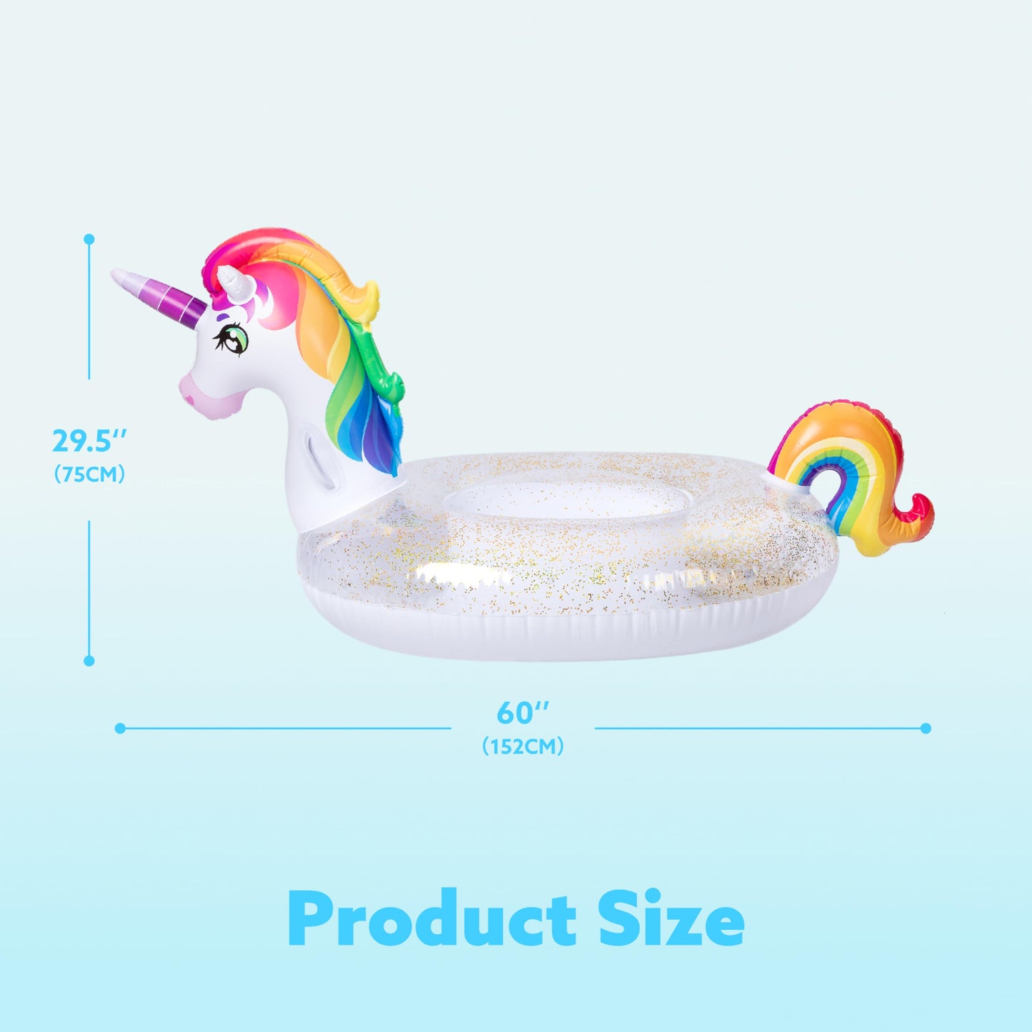 JOYIN Unicorn Pool Float Kids - Inflatable Rainbow Unicorn Floaty with Glitters Fun Pool Floats, Ride On Unicorn Beach Lake Floaties Raft Lounge, Party in Summer Decorations Pool Toys for Kids