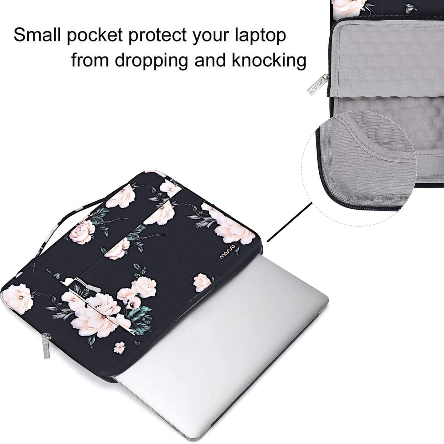MOSISO Laptop Sleeve Compatible with MacBook Pro 16 inch 2023-2019 M2 A2780 M1 A2485 Pro/Max A2141/Pro Retina 15 A1398, 15-15.6 inch Notebook Computer, Polyester Camellia Multifunctional Briefcase Bag