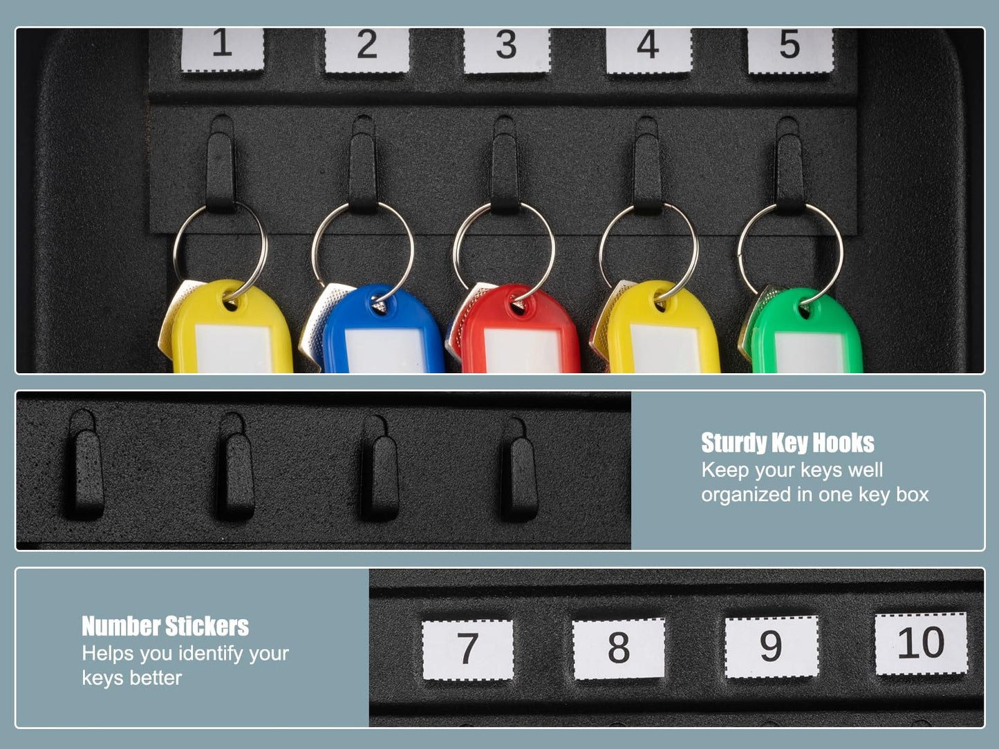 Key Cabinet Wall Mount Key Lock Box with Combination Lock Metal Key Box with Code for 48 Keys Black