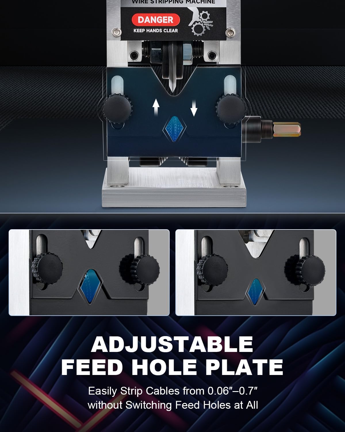 CREWORKS Manual Wire Stripper Machine, 0.06"-1" Wire Stripping Machine, Wire Stripping Tool for 1.5-25mm Scrap Wire, Drill Powered Cable Stripper for DIY Cable, Copper Wire Stripper for Leftover Cable