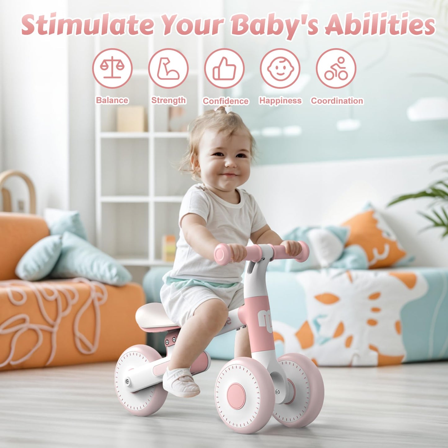 allobebe Baby Balance Bike for 12-24 Month, Gifts and Toys for 1 Year Old Girls Boys, Foldable No Pedal Toddler First Bike, Best First Birthday Baby Bike Gifts