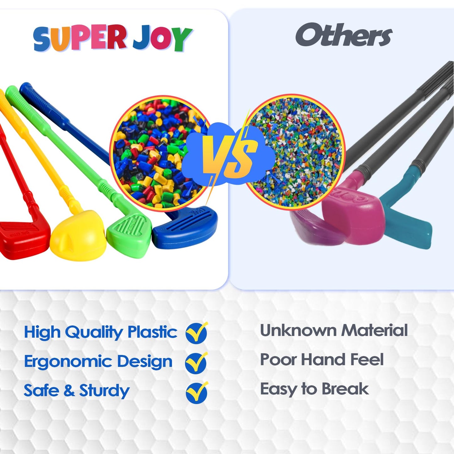 SUPER JOY Toddler Golf Set with Mat, Kids Golf Cart with 4 Clubs & 8 Balls, Indoor Outdoor Golf Toys for Boys Girls, Mini Golf Gifts for Baby 3-5 Years Old