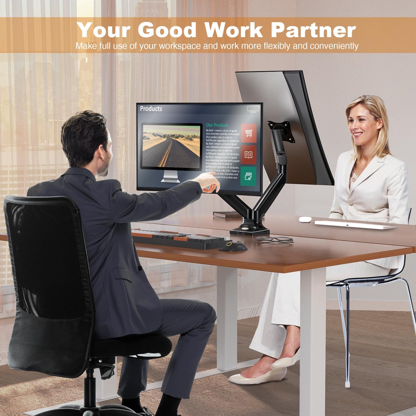 Dual Monitor Stand and Mount, Dual Monitor Arm for Screens Up to 32 Inch,Double Monitor Desk Mount,Vesa Mount 75x75mm to 100x100mm,Max Load 22lbs