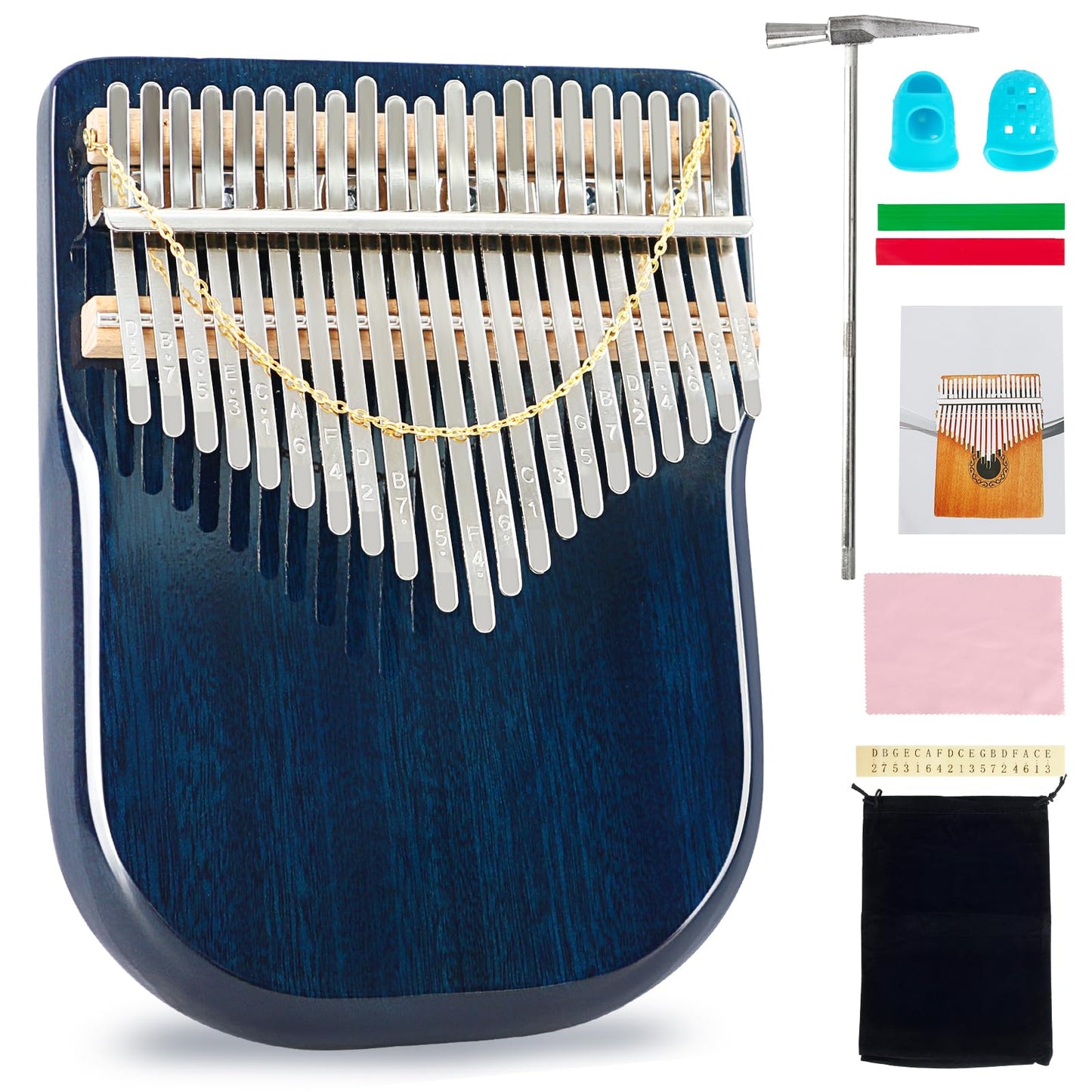 EASTROCK Karimba Thumb Piano 21 key Sapele solid wood Flat-board Portable Mbira Finger Piano with Study Instruction and Tune Hammer Wood Kalimba Gift for Adults Beginners Professiona