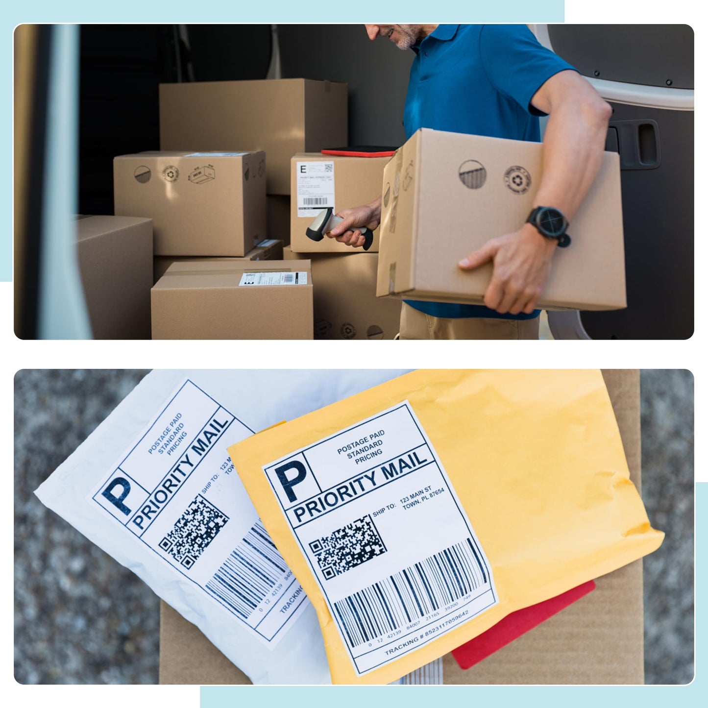 L LIKED 4x6 in Thermal Shipping Labels, 4000 Pcs Fanfold Thermal Printer Labels for Address, Mailing, Boxes, Packages, Compatible with Zebra & Rollo Printer