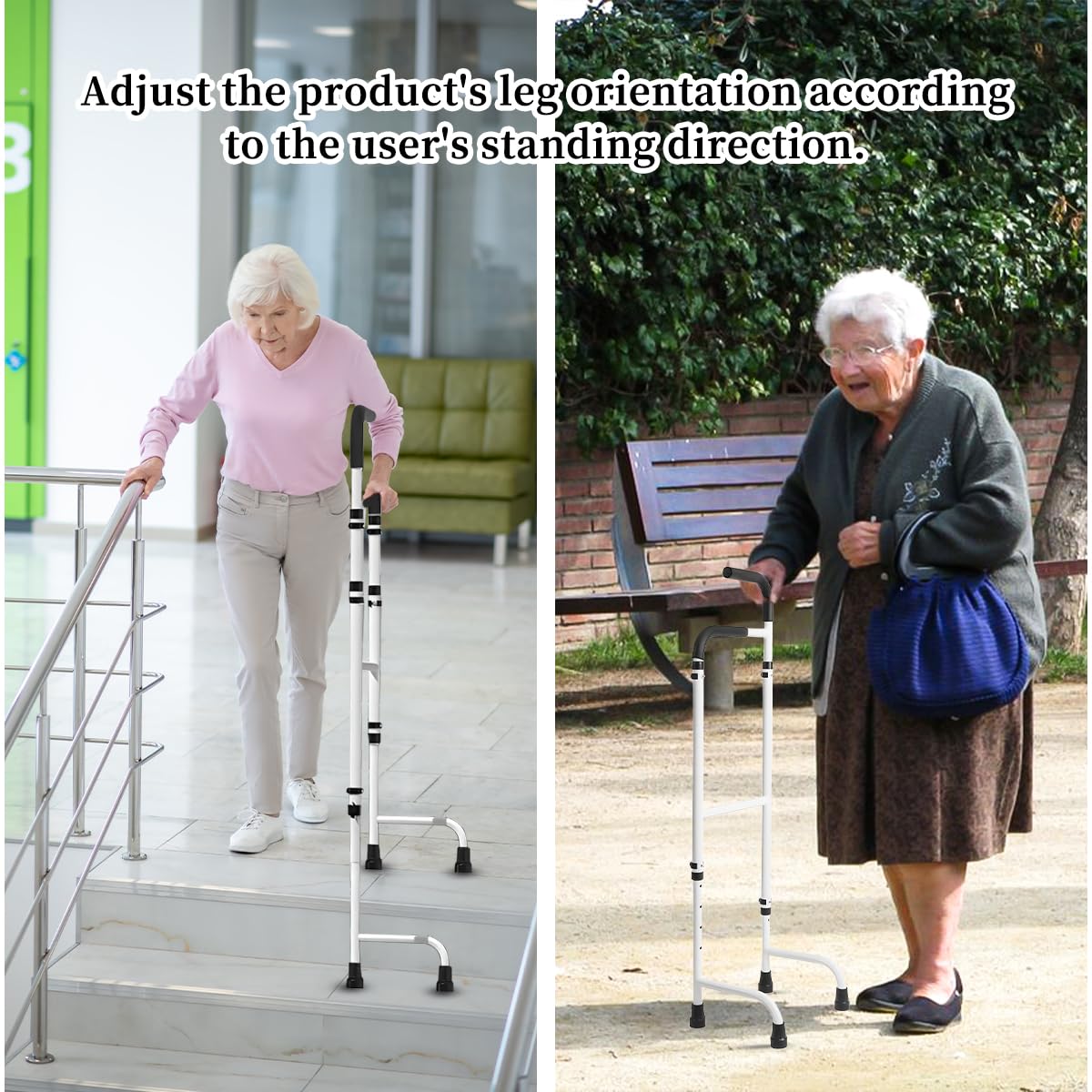 AUHUI Height Adjustable Stair Lift Assist Devices for Seniors, Stair Climbing Cane Lifts with Anti-Slip Handle & Pads, Stair Assistive Crutches for Elderly, Fits Most Steps, Supports Up to 400 Lbs