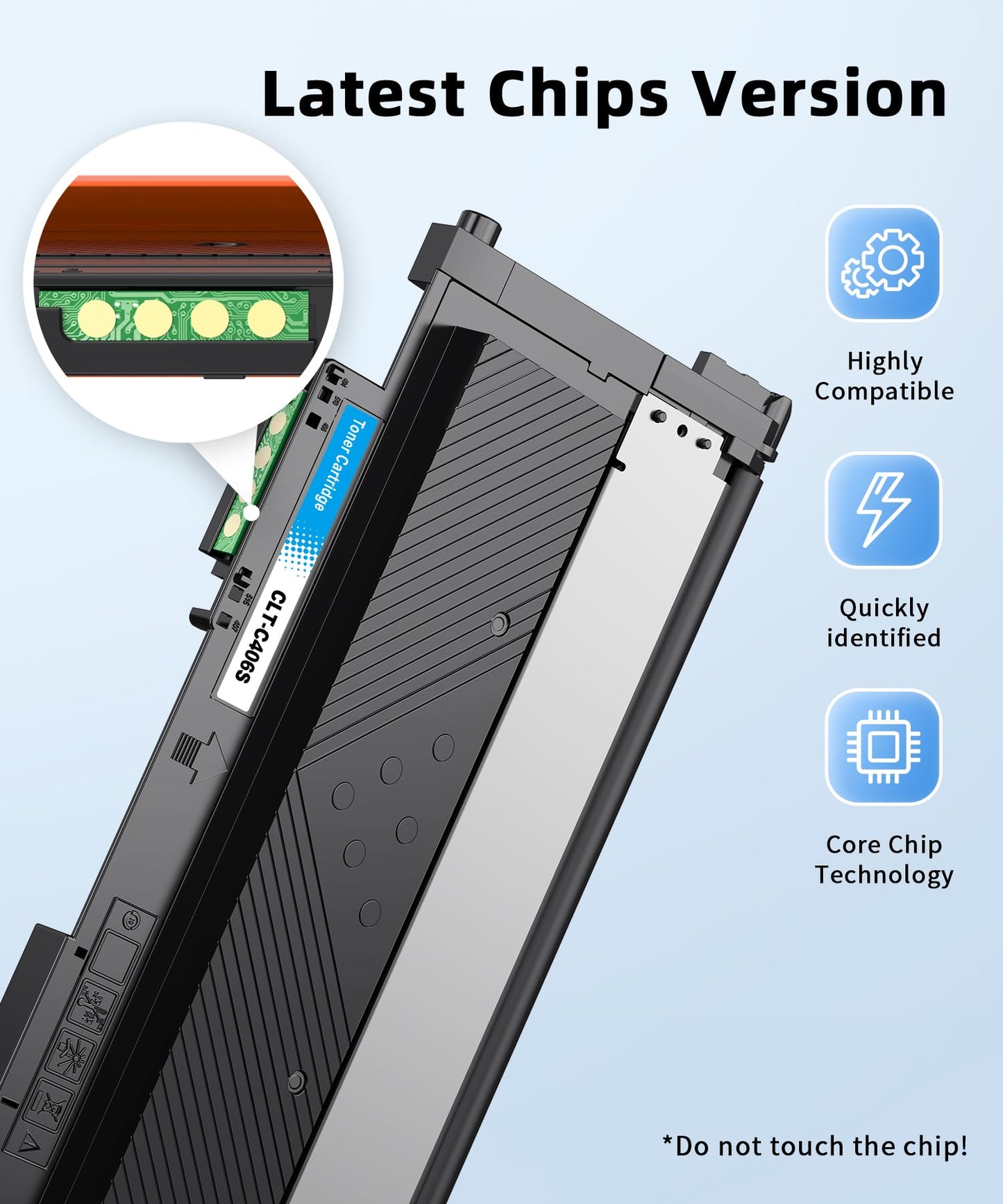 (with chip) CLT-406S Compatible Toner Cartridge Replacement for Samsung CLT-K406S CLT-M406S CLT-Y406S Work with CLP-365 CLP-360 CLP-365 CLP-365W C410W C460FW CLX-3305 CLX-3305FN CLX-3305FW Printers