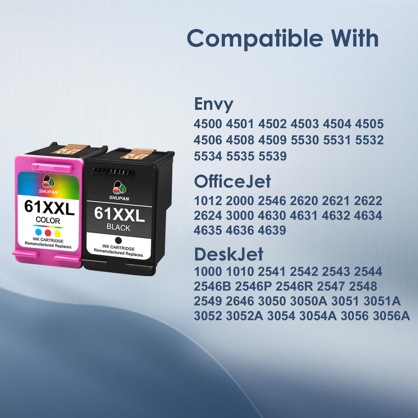 61XXL Ink Cartridge Balck and Color Combo Pack Replacement for HP 61XL 61 Use with HP Envy 4500 4508 5535 DeskJet 1000 1012 1512 0fficejet 2620 2624 eAl0 SeriesPrinter (2 Pack)