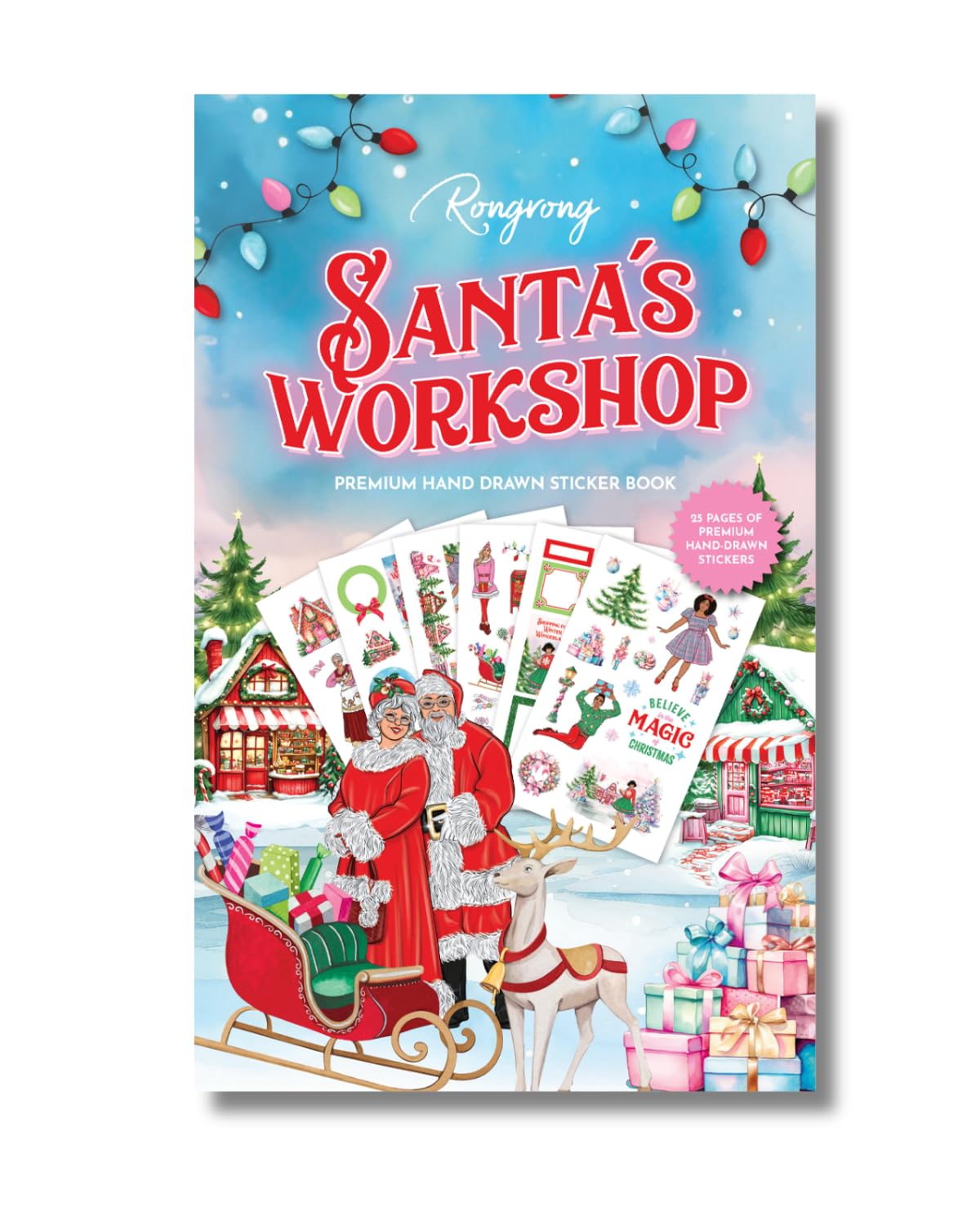 Santa’s Workshop Sticker Book – Pastel Christmas Planner Stickers with Fashion Illustrations – Holiday Scrapbooking and Journaling Stickers – by Rongrong Devoe