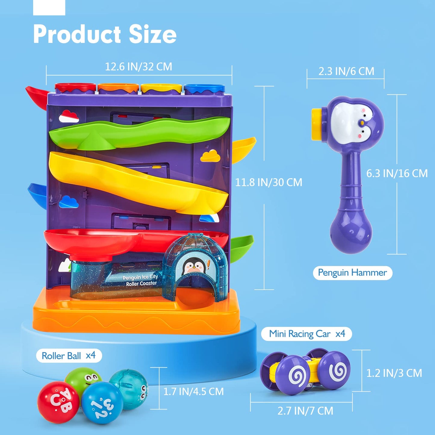 hahaland 2 in 1 Baby Toys 12-18 Months Development - Toddler Toys for 1 2 Year Old Boys Girls, Montessori Pound a Ball Hammer Toy, Toddler Car Ramp Toy for 1 2 Year Old Boy Girl Gifts 12M+