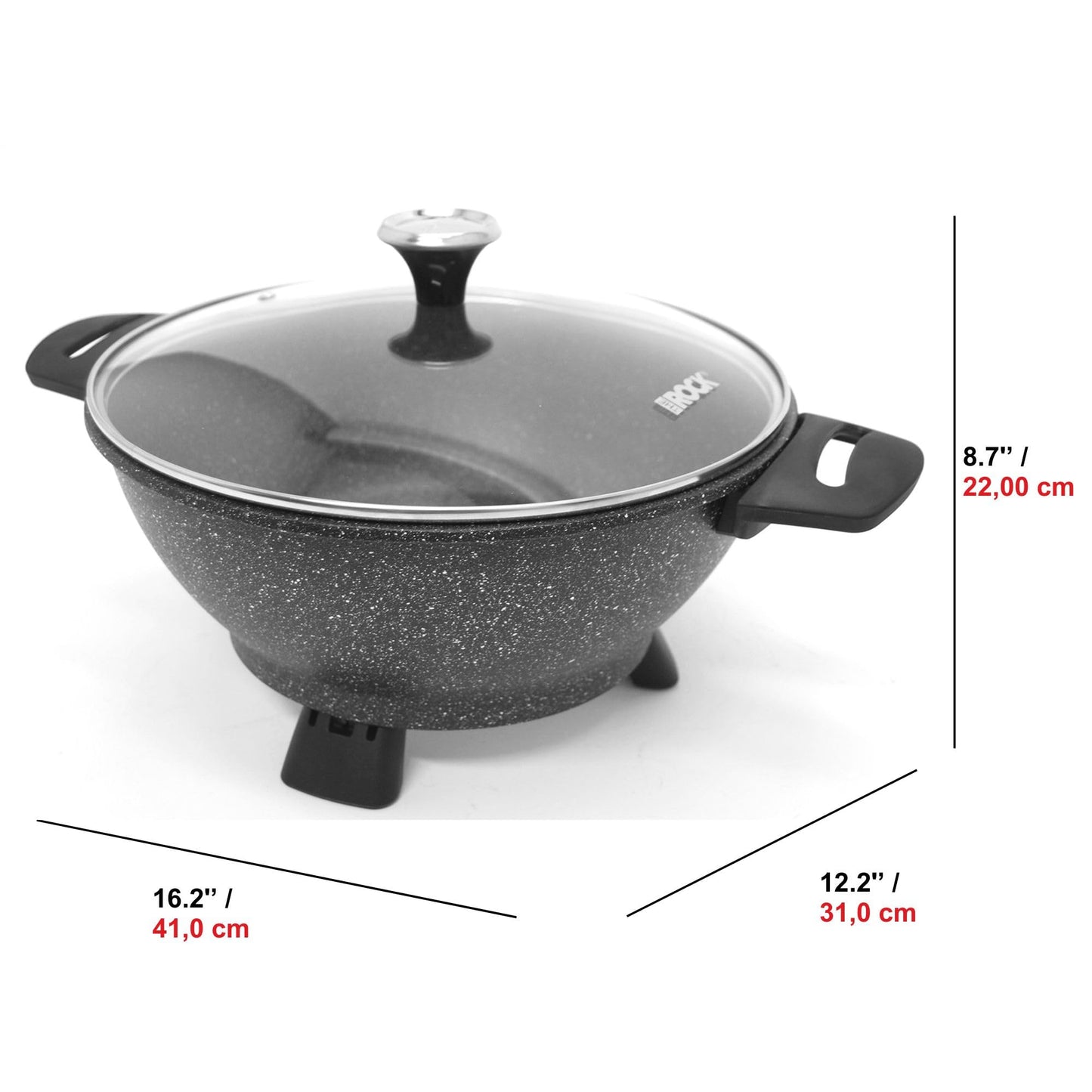 Starfrit The Rock Electric Multi Pot, 4.5L Capacity, Rock.Tec Non-Stick Surface, Tempered Glass Lid, Variable Temperature Control